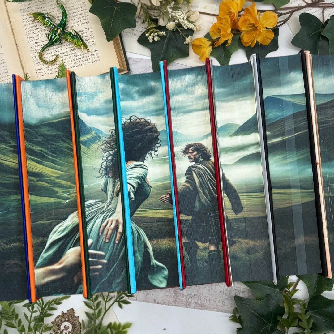 Collector’s edition Outlander hardcover books with unique edges