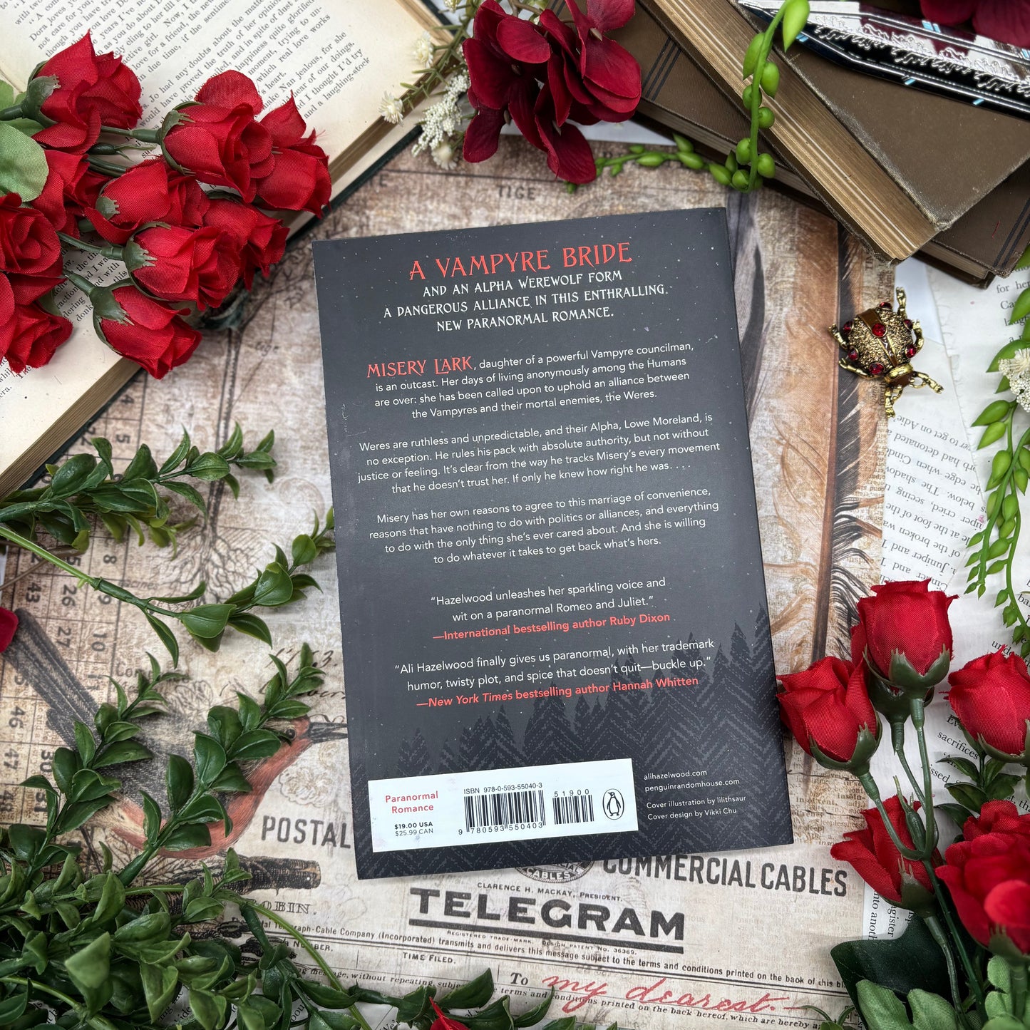 Bride special edition paperback with stenciled edges by Ali Hazelwood back cover