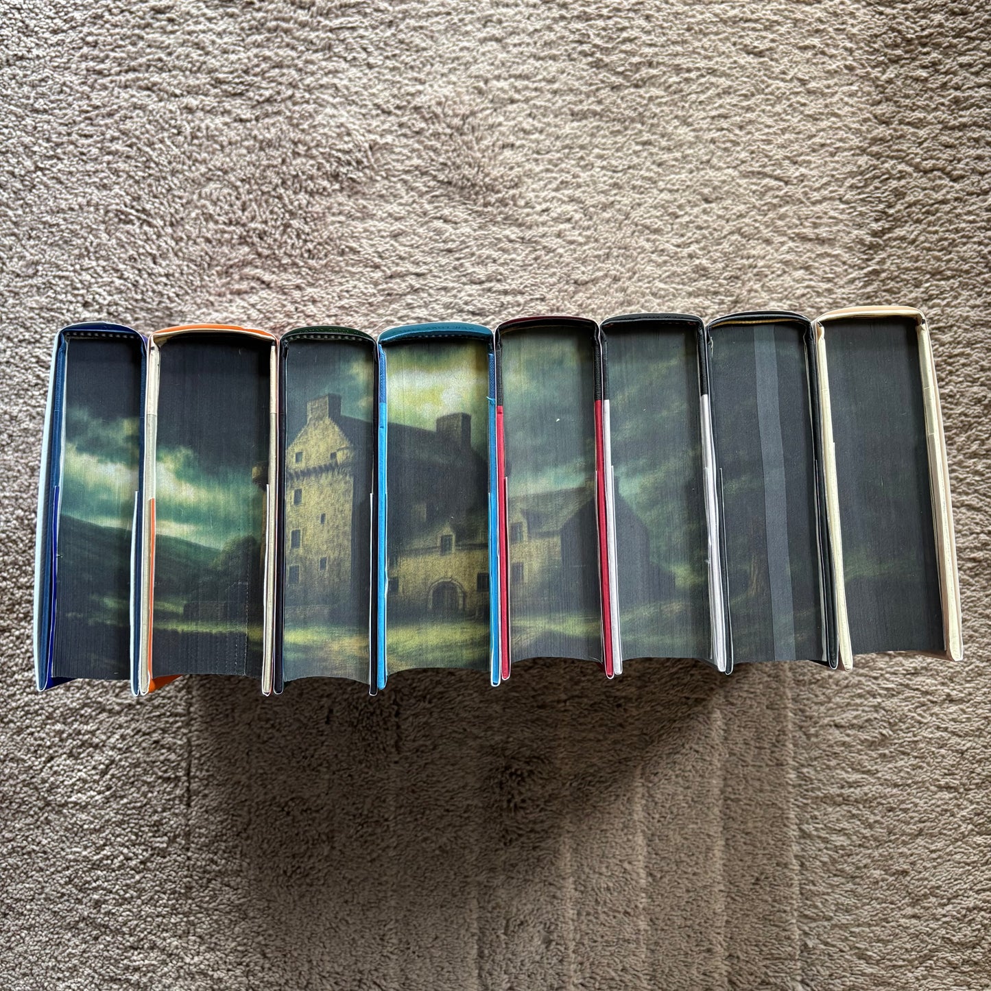 Handcrafted Outlander hardcover set with stenciled book edges