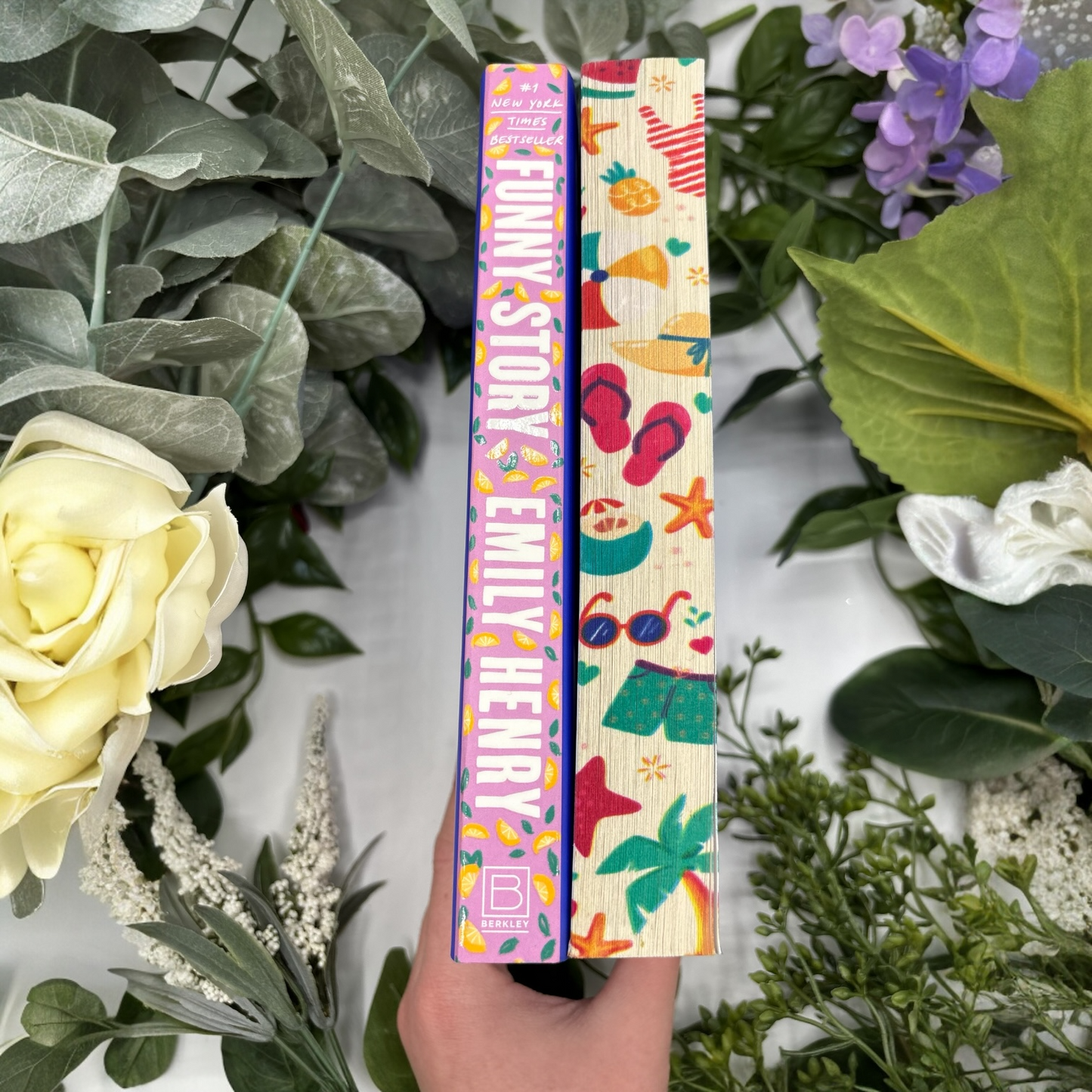 Funny Story by Emily Henry special edition paperback with custom designed edges side view