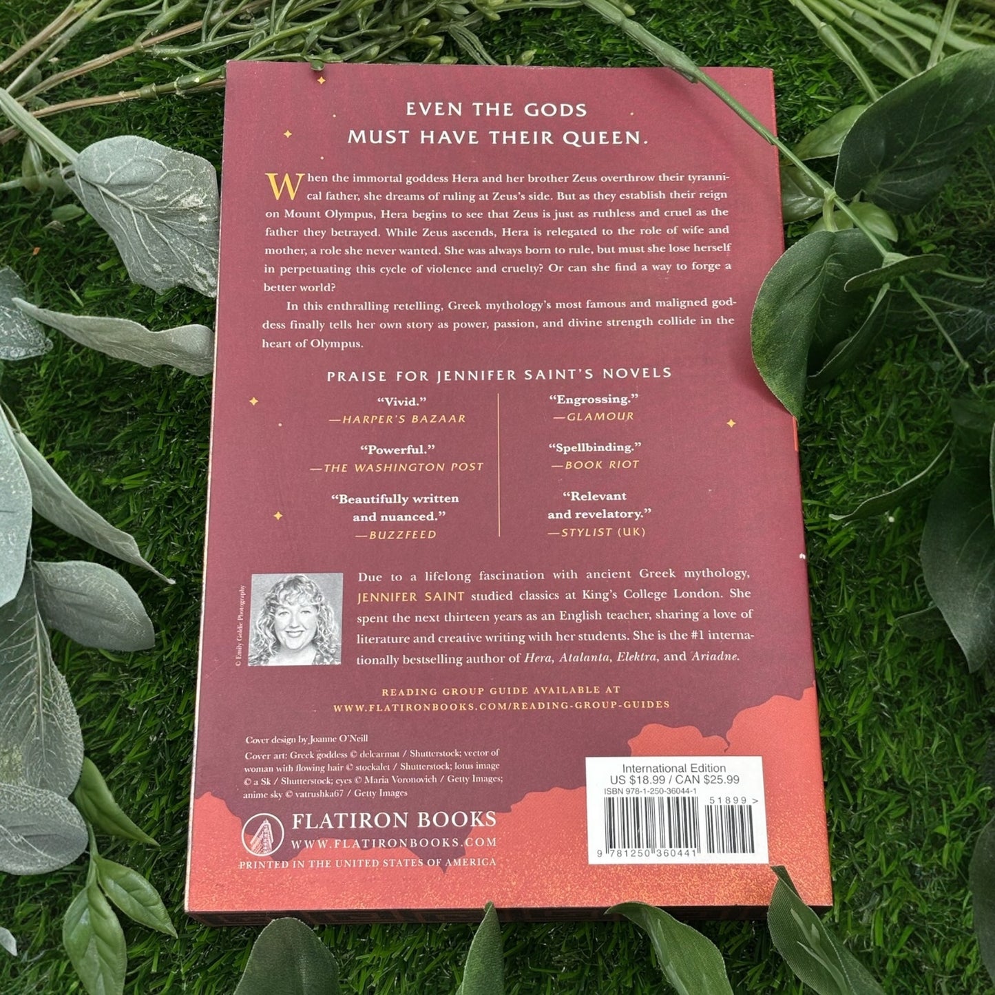 Special edition of Hera by Jennifer Saint paperback with custom printed edges back cover