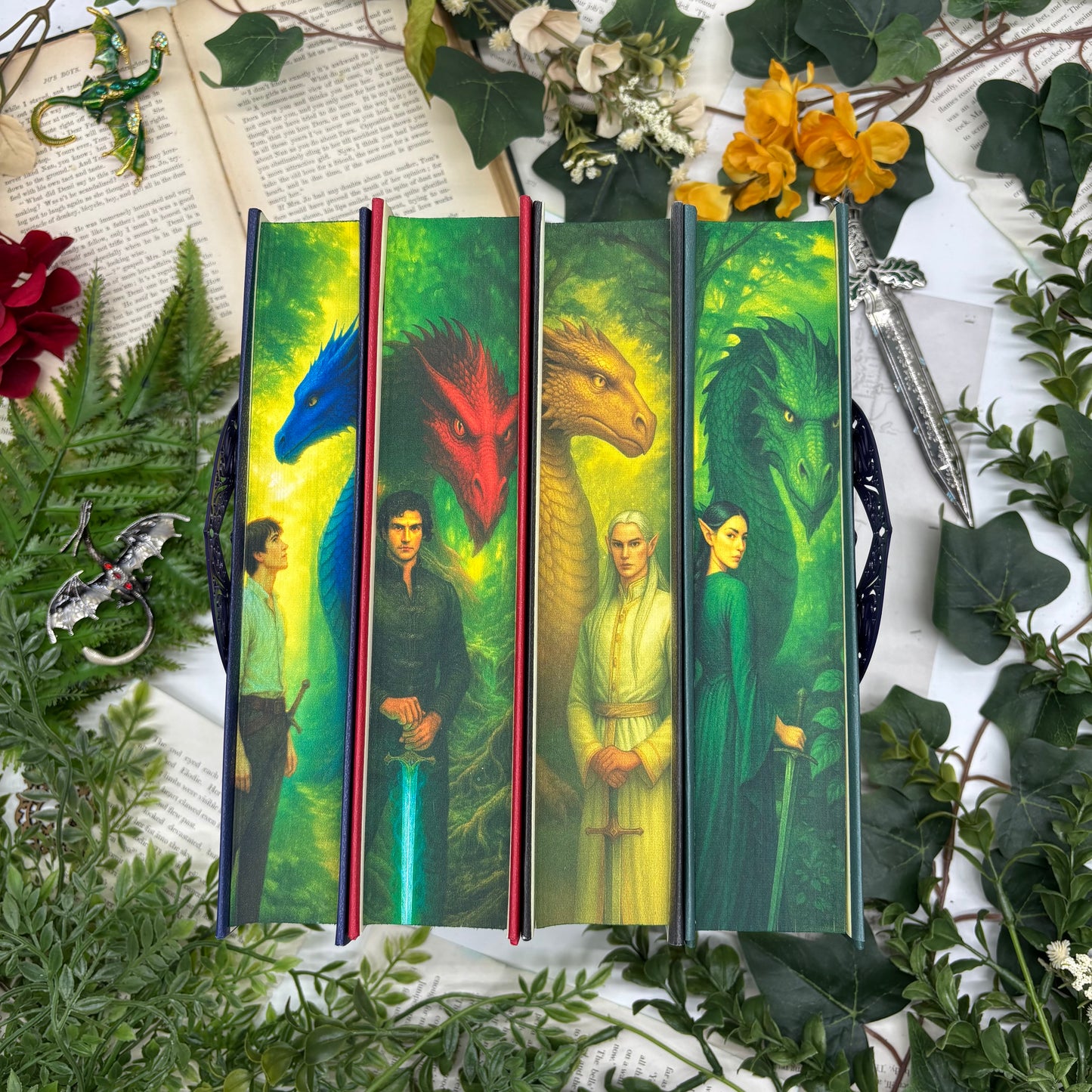 Custom designed Inheritance Cycle hardcover set with sprayed edges