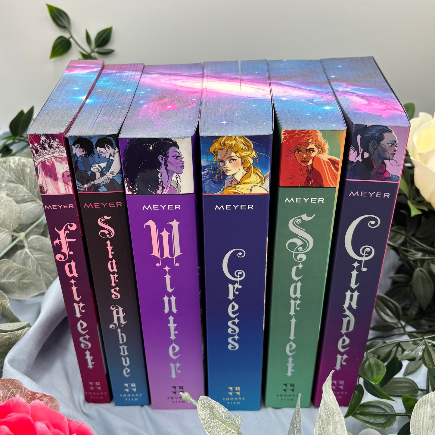 Lunar Chronicles series by Marissa Meyer special edition paperback set with custom edges spines