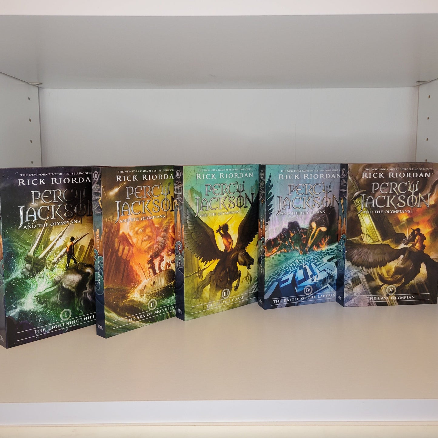 Percy Jackson special edition paperback box set with printed edges by Rick Riordan covers