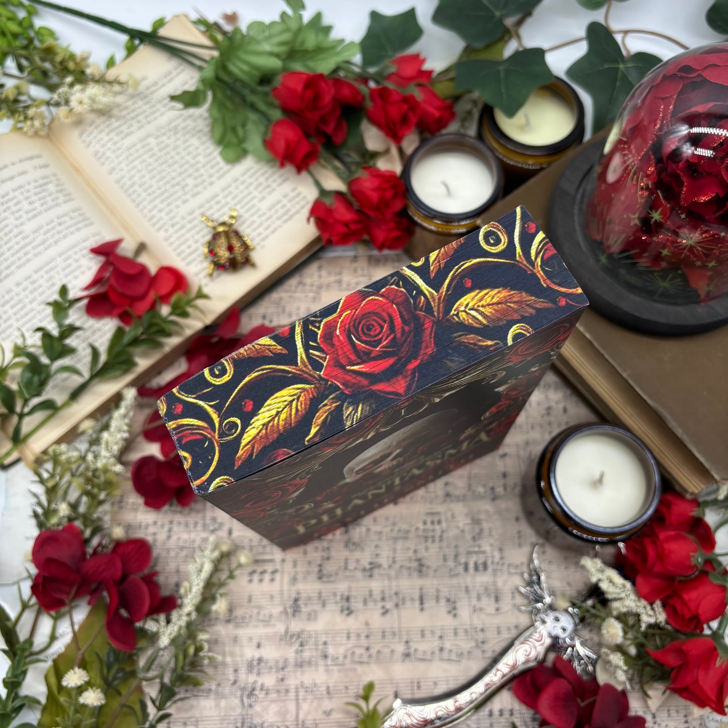 Top of Phantasma special edition paperback by Kaylie Smith with decorative edges