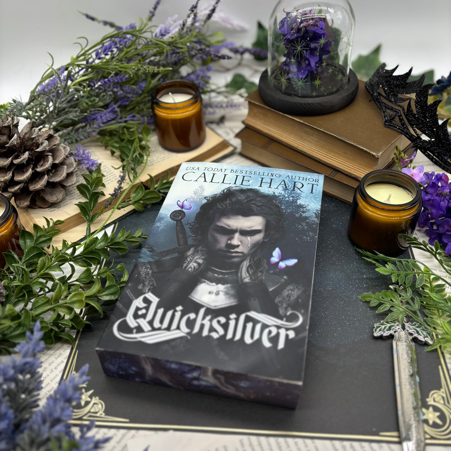 Front cover of Quicksilver special edition paperback by Callie Hart with printed edges
