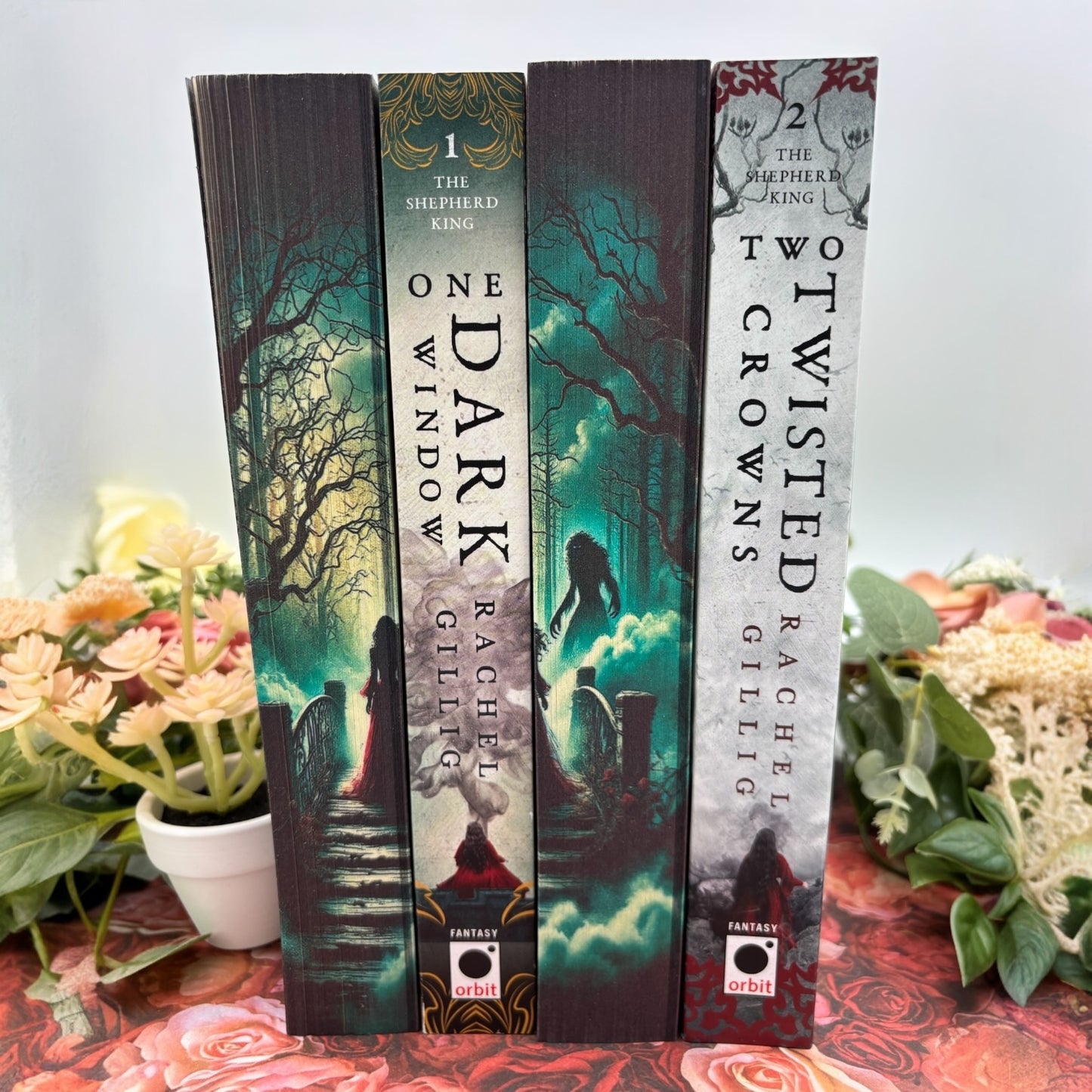 Custom printed book edge with gothic flair for One Dark Window