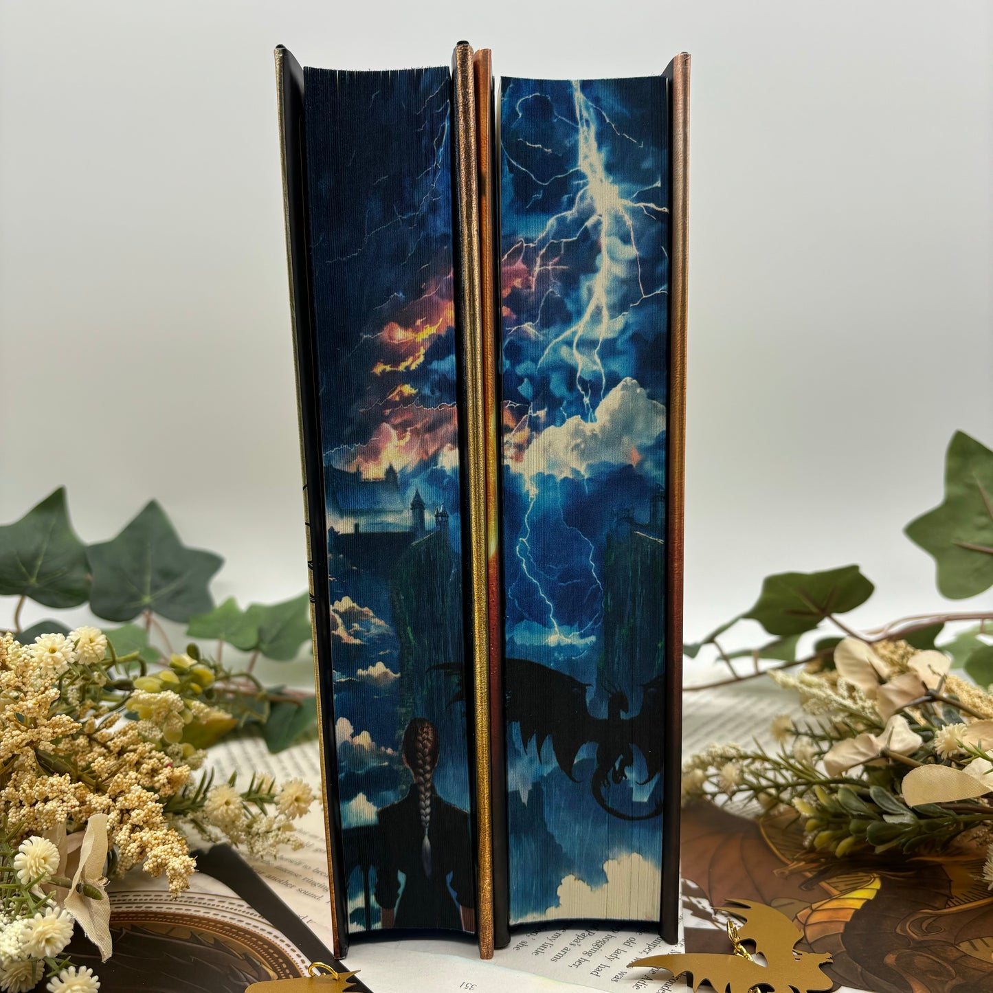 Custom sprayed edges on Fourth Wing special edition by Rebecca Yarros