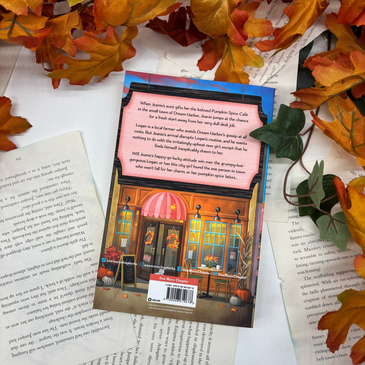 The Pumpkin Spice Cafe special edition paperback with stenciled edges by Laurie Gilmore back