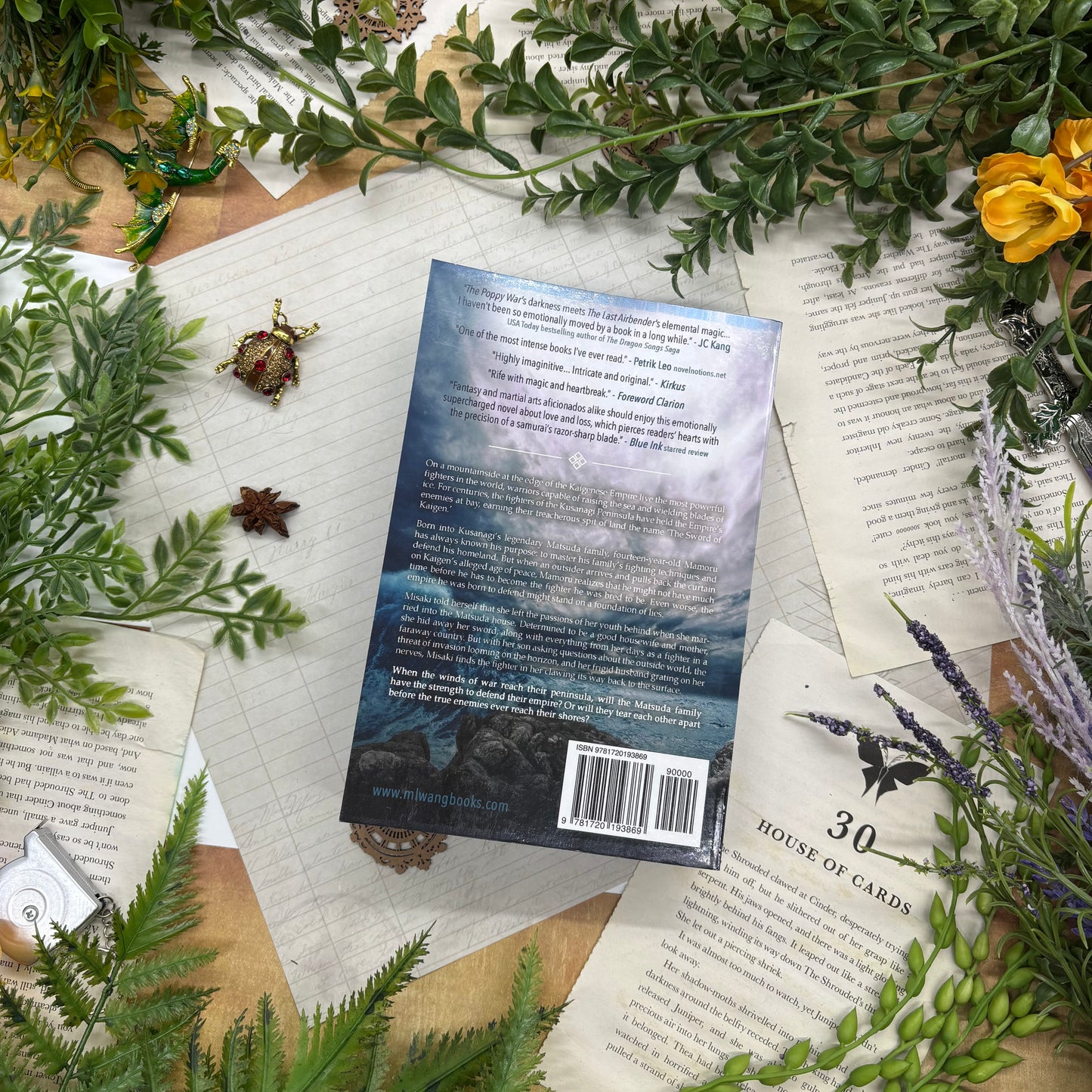 The Sword of Kaigen by M. L. Wang special edition paperback with custom designed edges back cover view