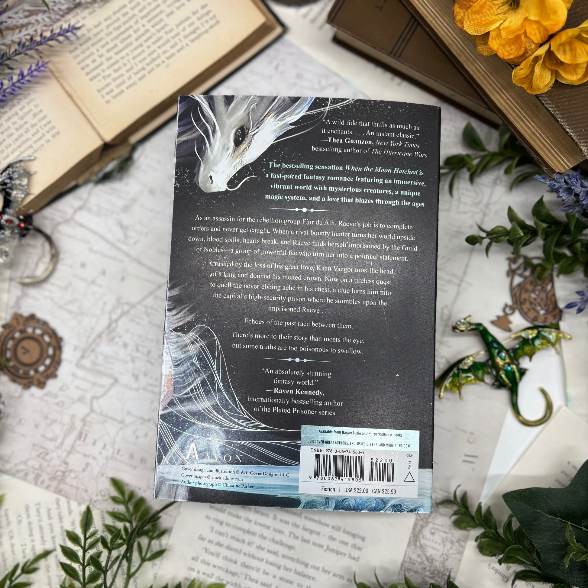 Back cover of When the Moon Hatched special edition paperback with custom edges