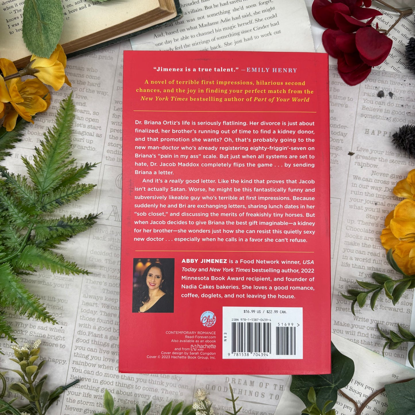 back view of Yours Truly paperback showing custom sprayed edges special edition