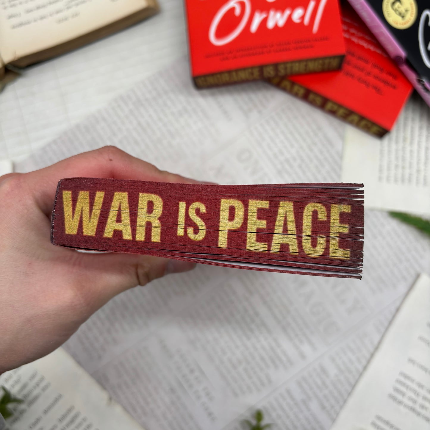 top view of 1984 paperback showing custom sprayed edges special edition