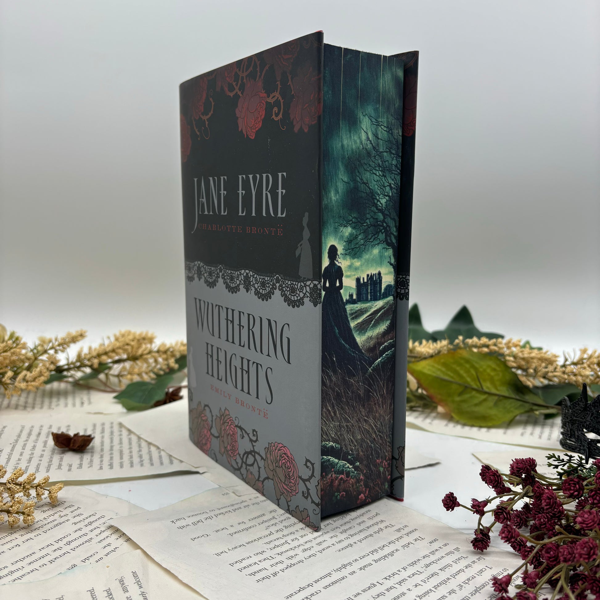 Jane Eyre and Wuthering Heights collector’s edition book set with custom printed edges
