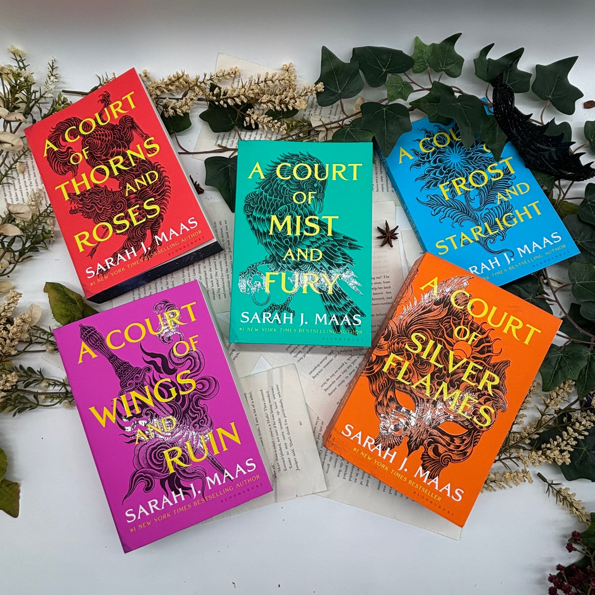 Velaris Edition of A Court of Thorns and Roses box set arranged with original cover design and new custom edges