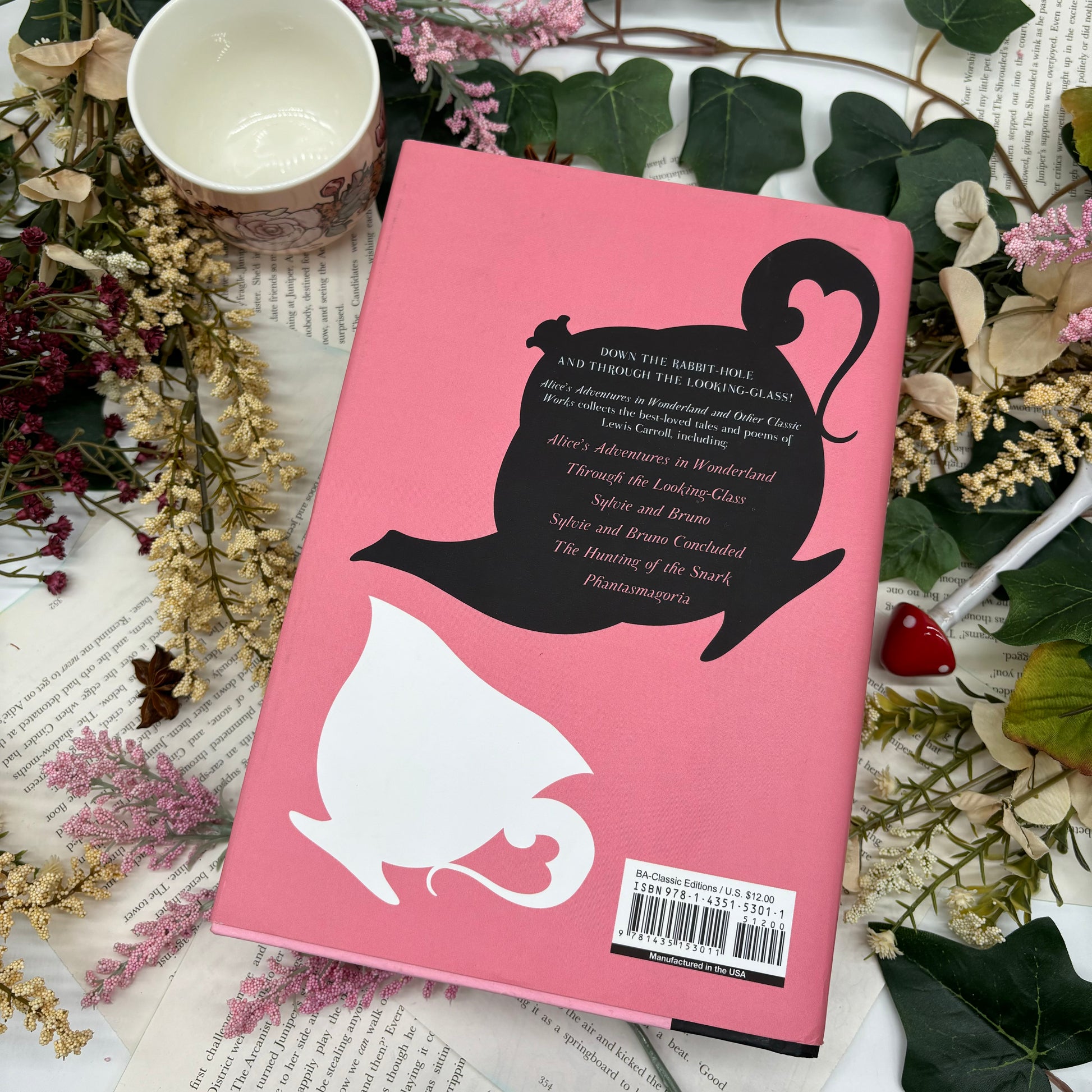 Back cover of special edition Alice's Adventures in Wonderland hardcover
