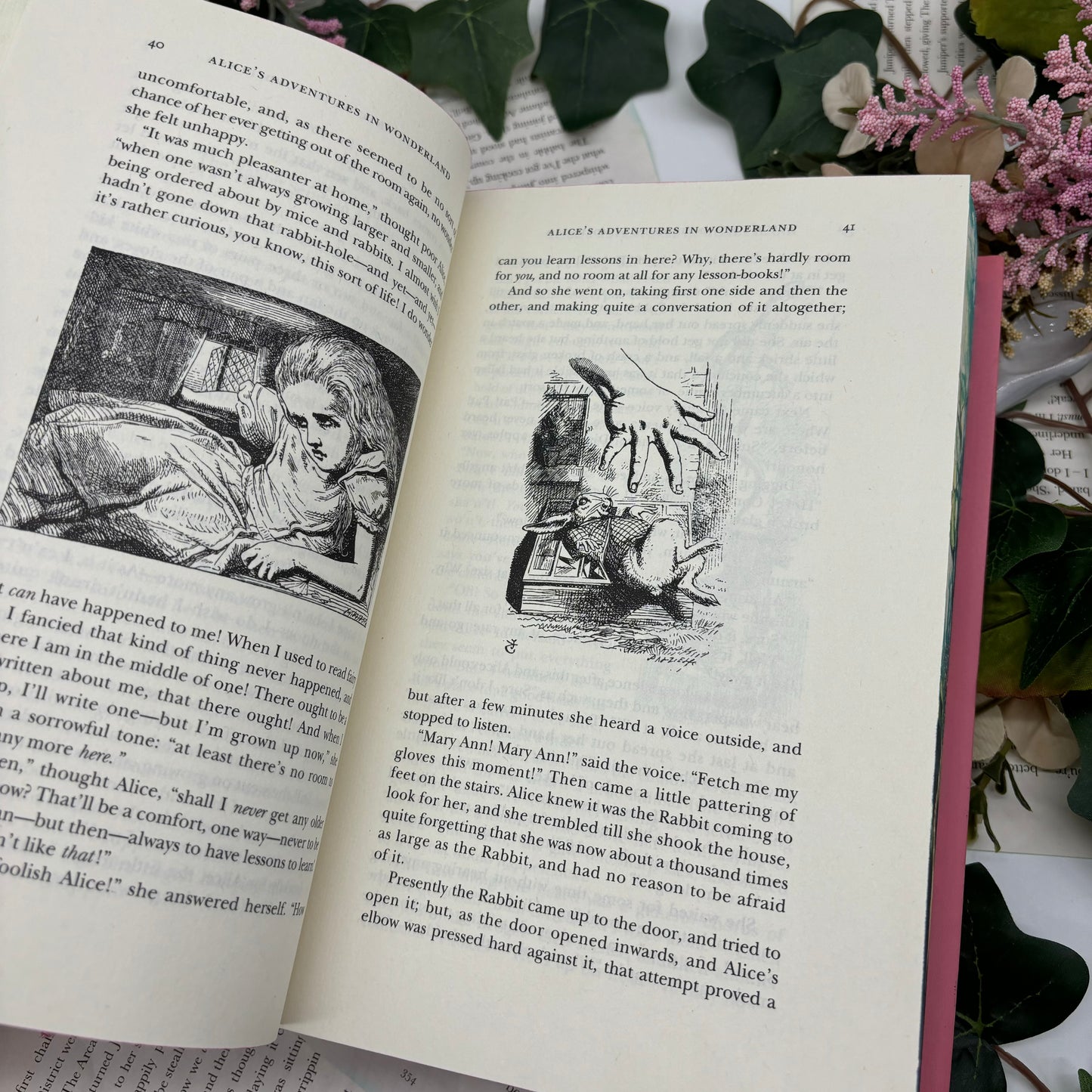 Inside of special edition Alice's Adventures in Wonderland hardcover