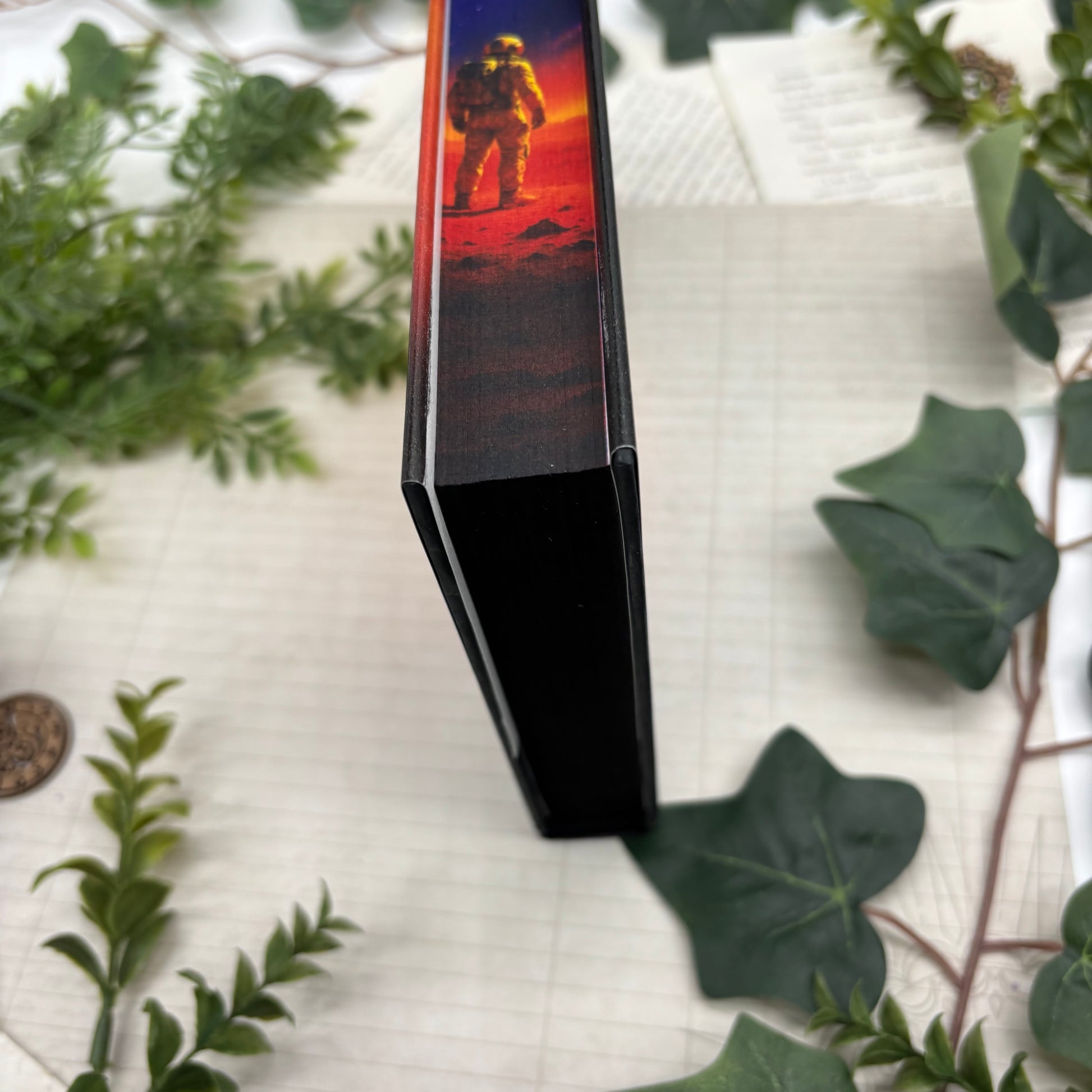 Special edition hardcover of The Martian by Andy Weir featuring custom printed and airbrushed edges