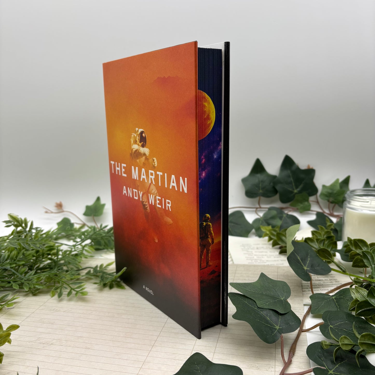 Special edition hardcover of The Martian by Andy Weir featuring custom printed and airbrushed edges