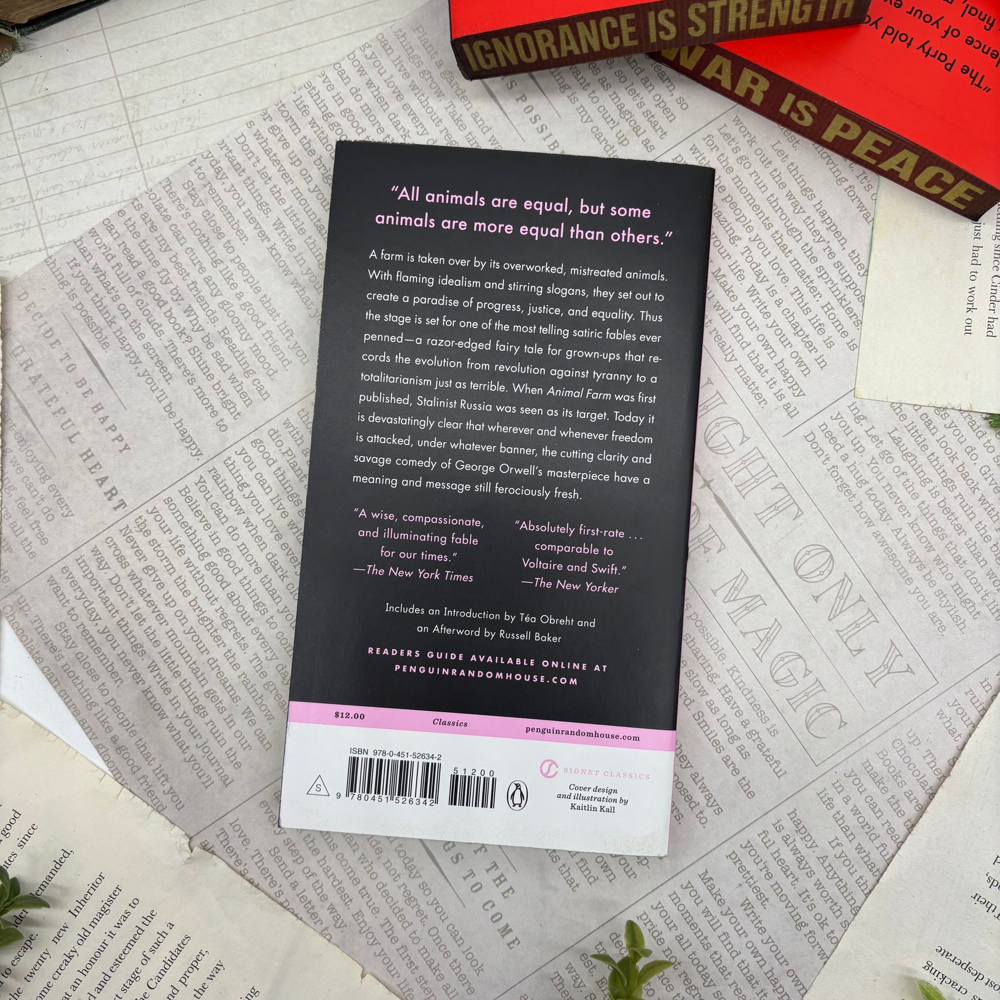 back view of Animal Farm paperback showing custom designed edges special edition