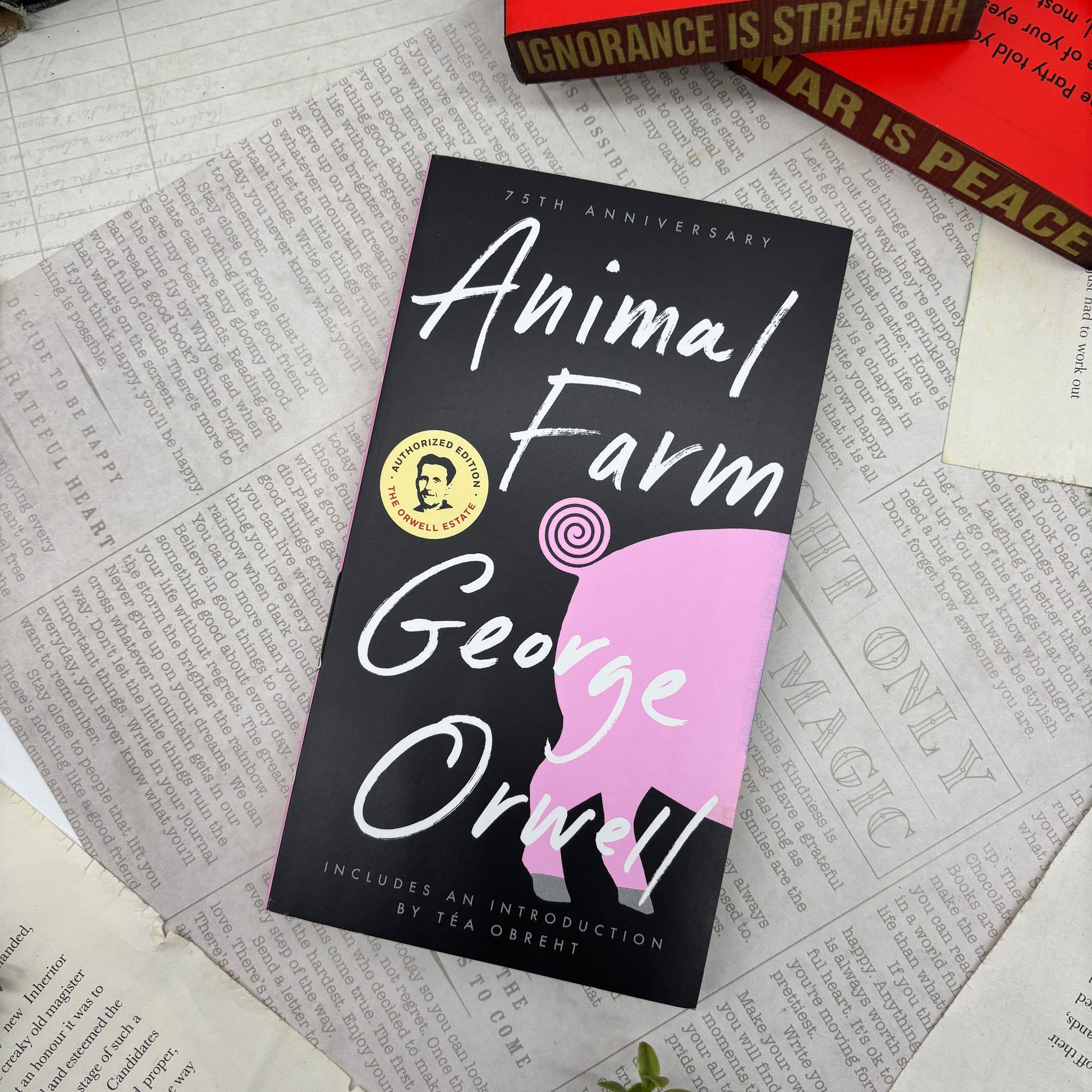 cover view of Animal Farm paperback showing custom designed edges special edition