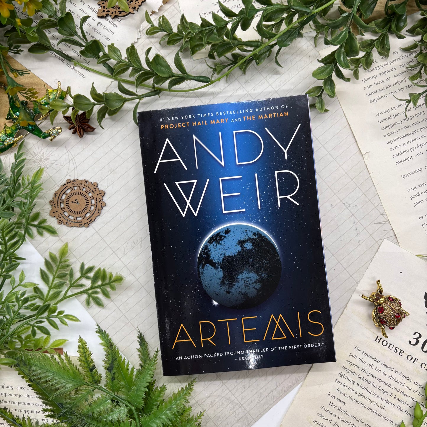 Artemis by Andy Weir special edition paperback with custom designed edges front cover view
