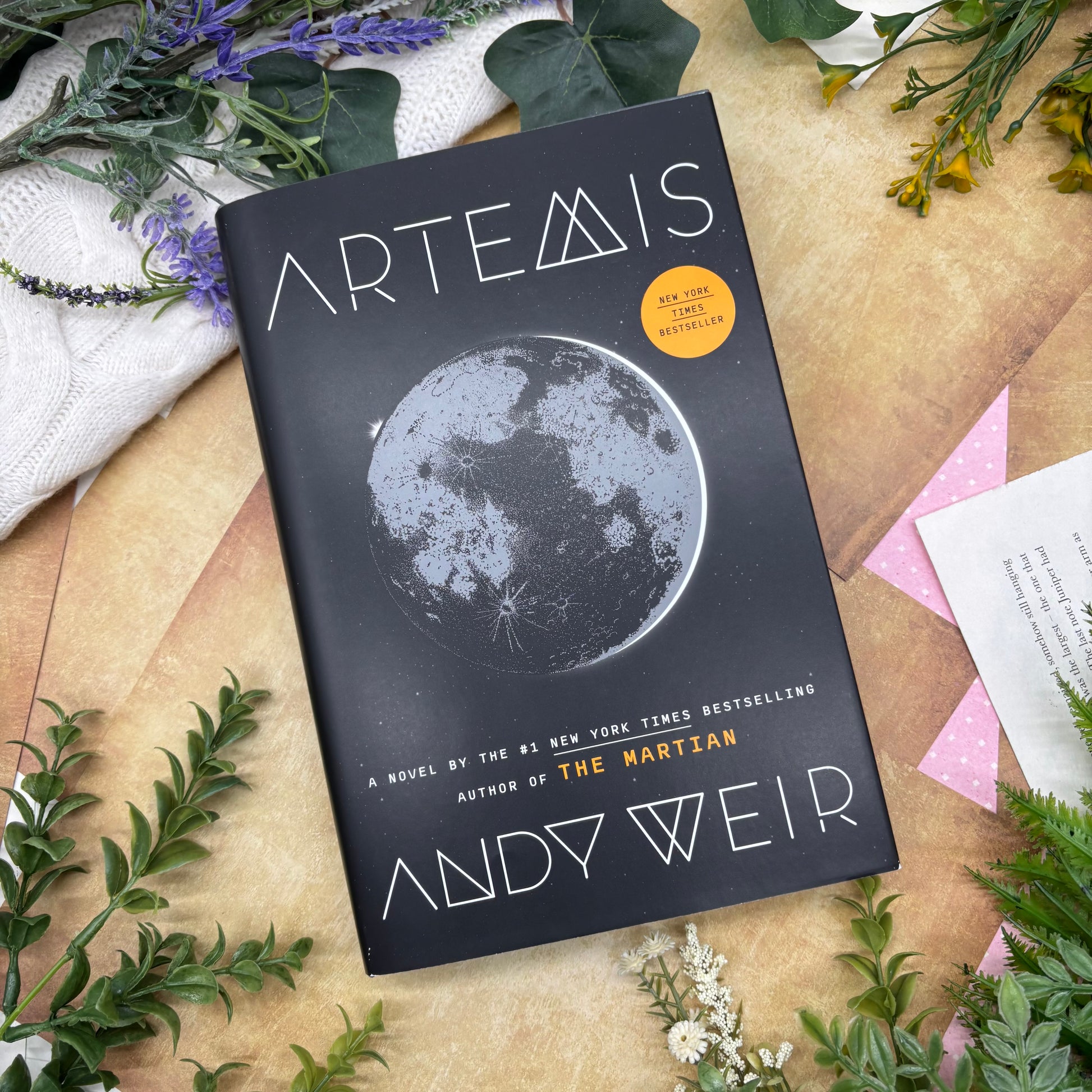 Artemis by Andy Weir special edition hardcover with custom designed edges front cover view