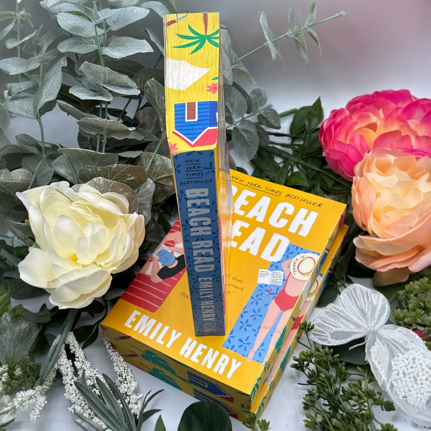 Beach Read by Emily Henry special edition paperback with custom designed edges top view