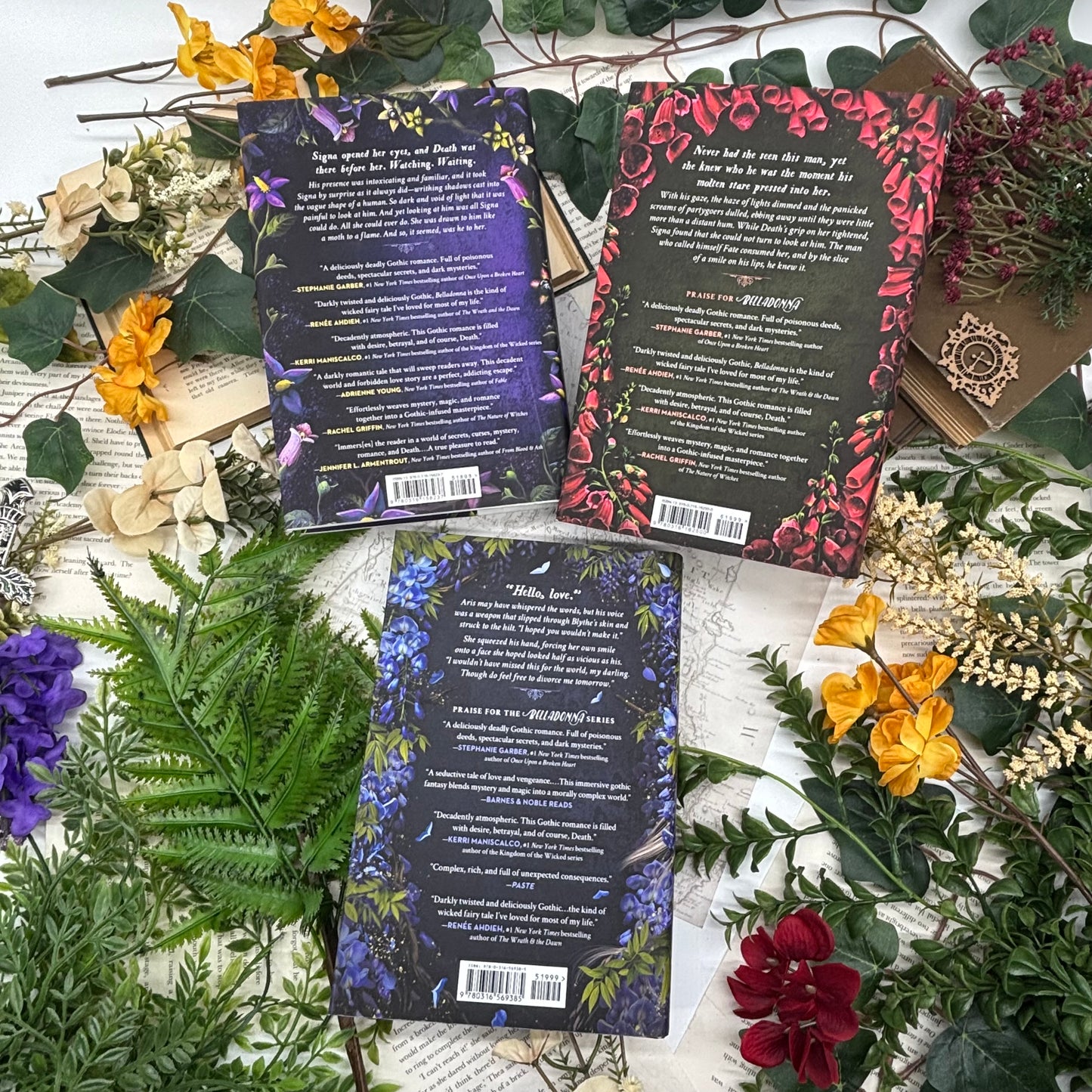Flatlay of Belladonna special edition set covers back