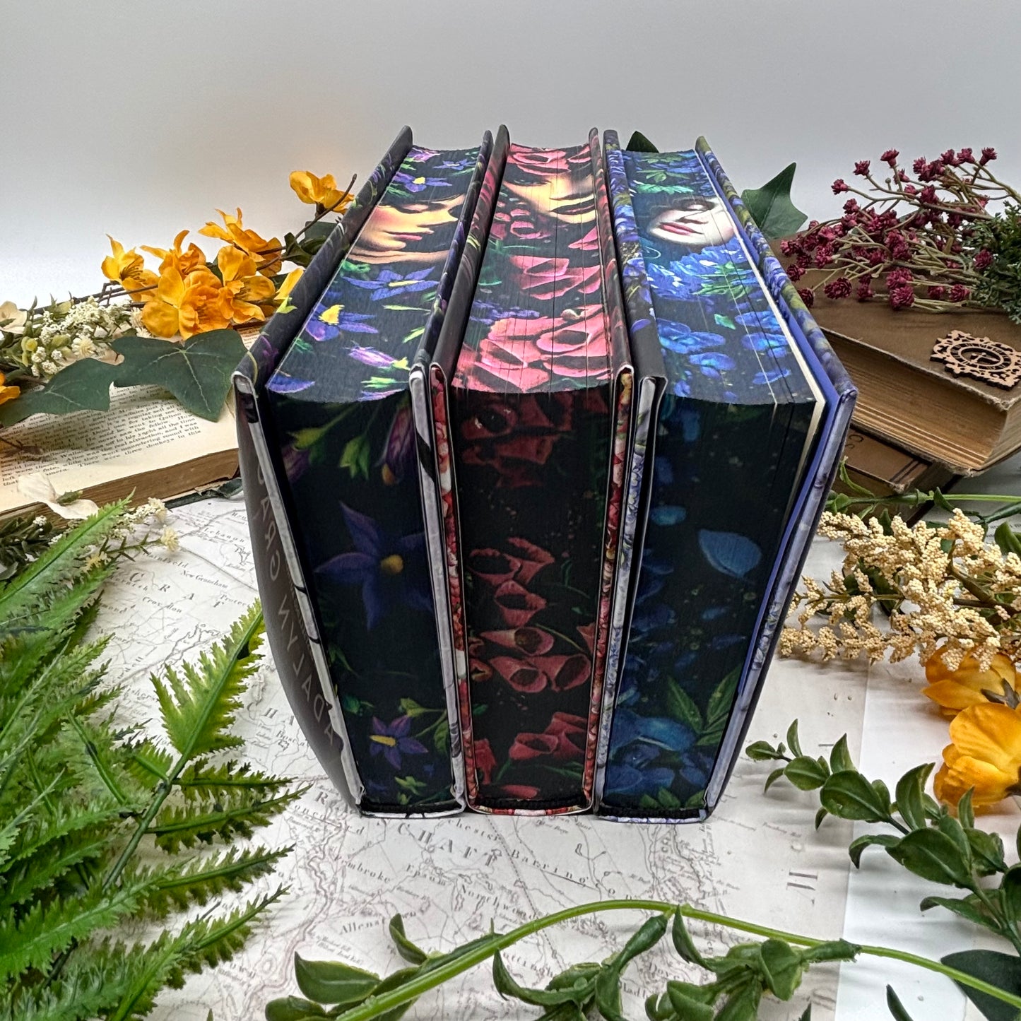 Special edition Belladonna book set with sprayed edges by Bibliapolis Books bottoms