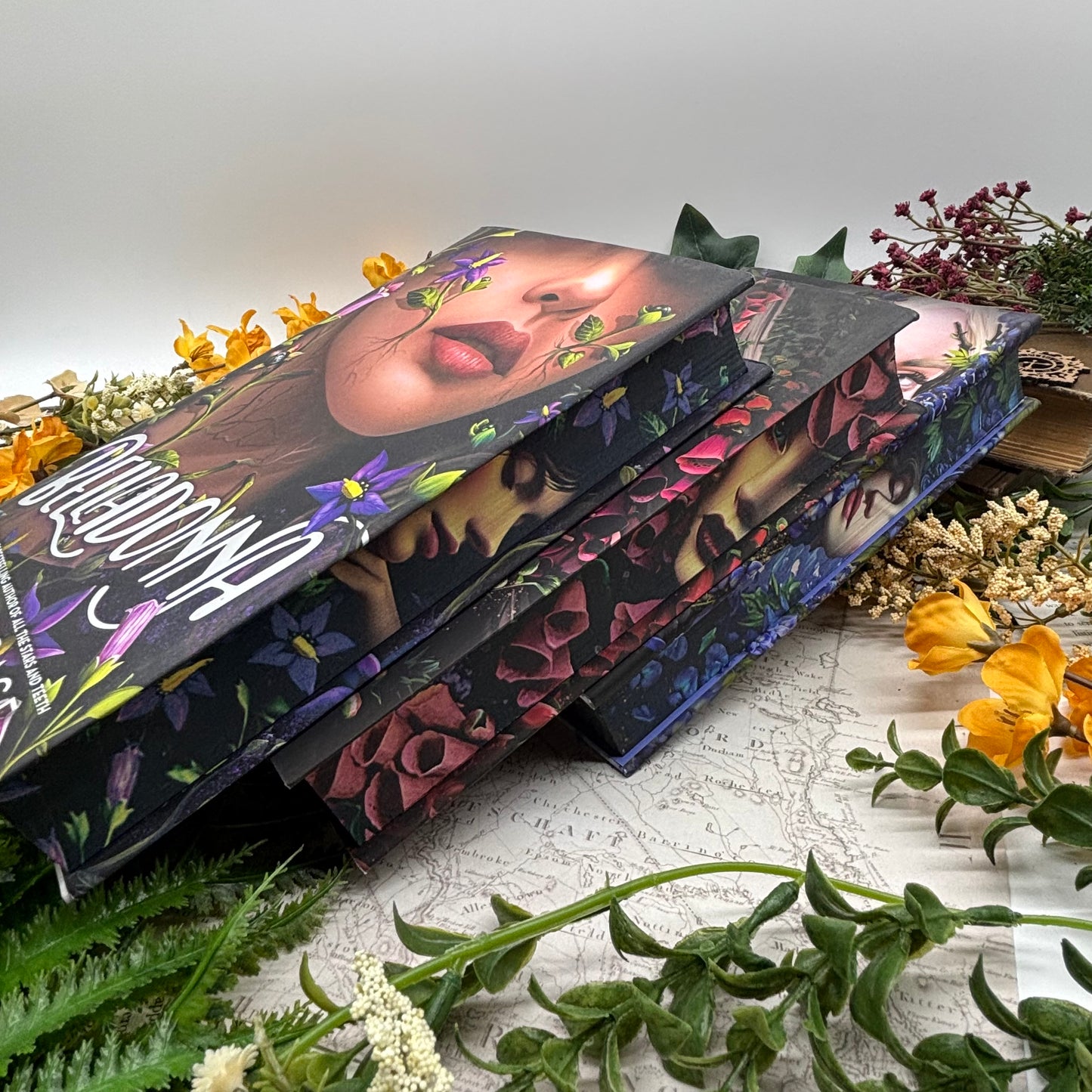 Special edition Belladonna book set with sprayed edges by Bibliapolis Books sides