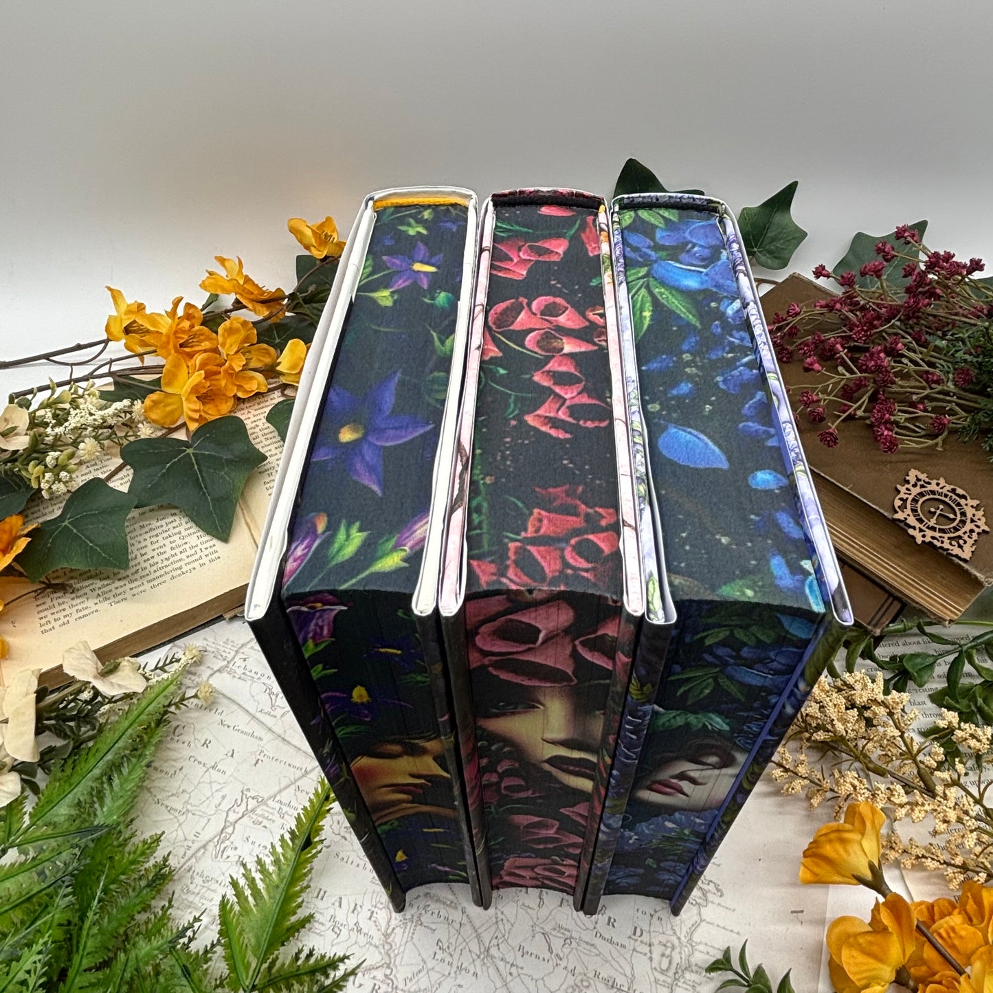 Special edition Belladonna book set with sprayed edges by Bibliapolis Books top
