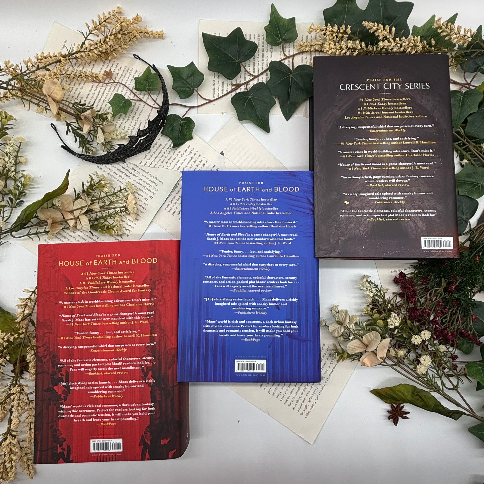 Sarah J. Maas Crescent City books with custom edge designs