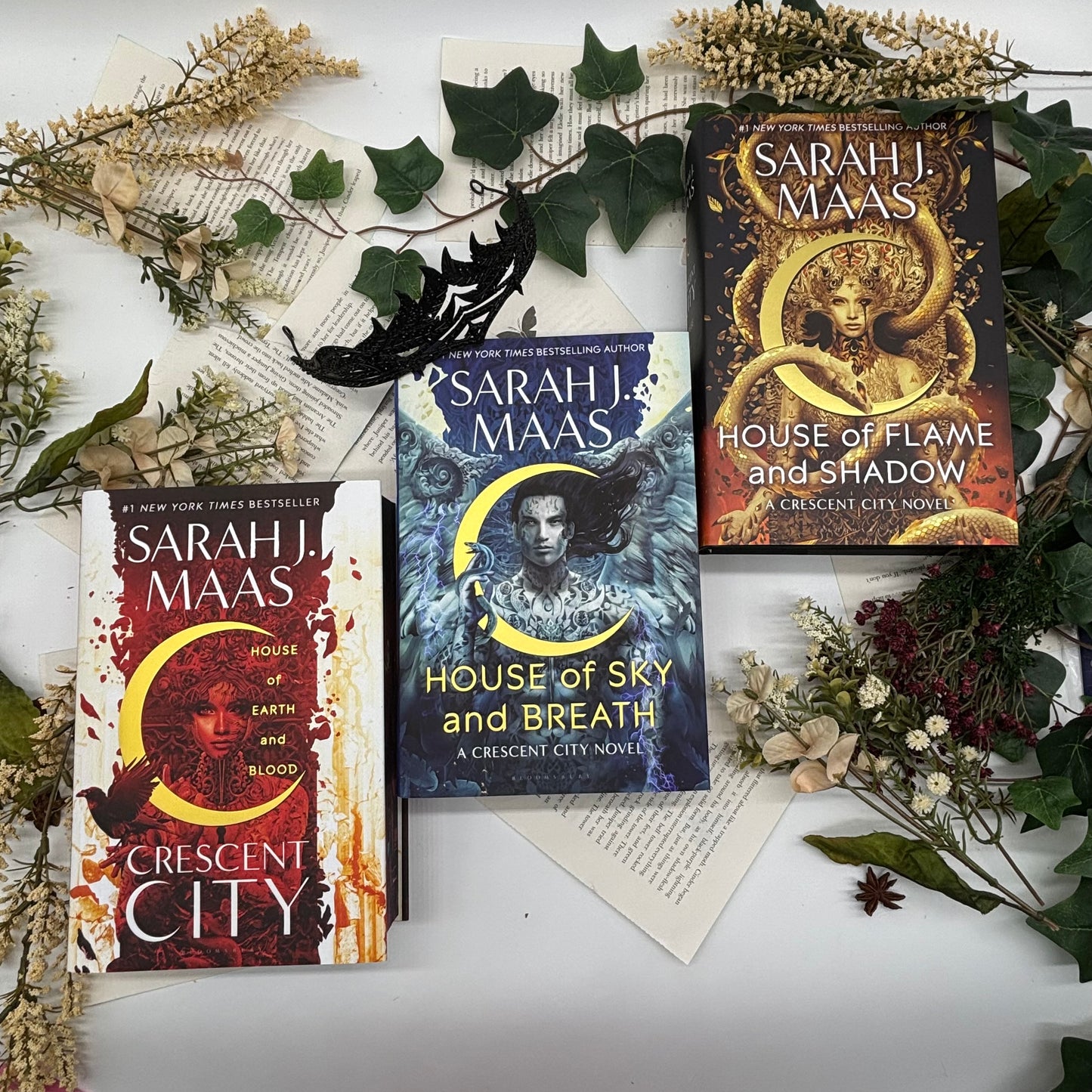 Sarah J. Maas Crescent City books with custom edge designs