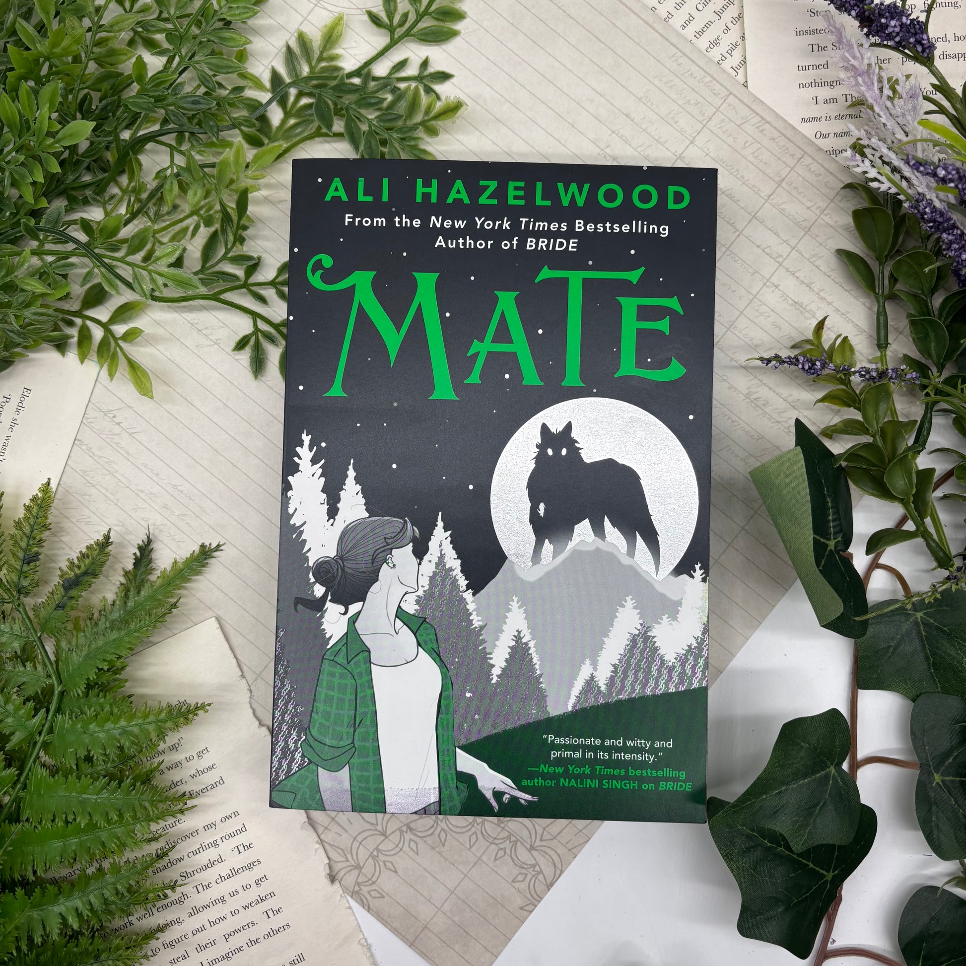 Bibliapolis Books special edition of Mate by Ali Hazelwood with sprayed and stenciled edges