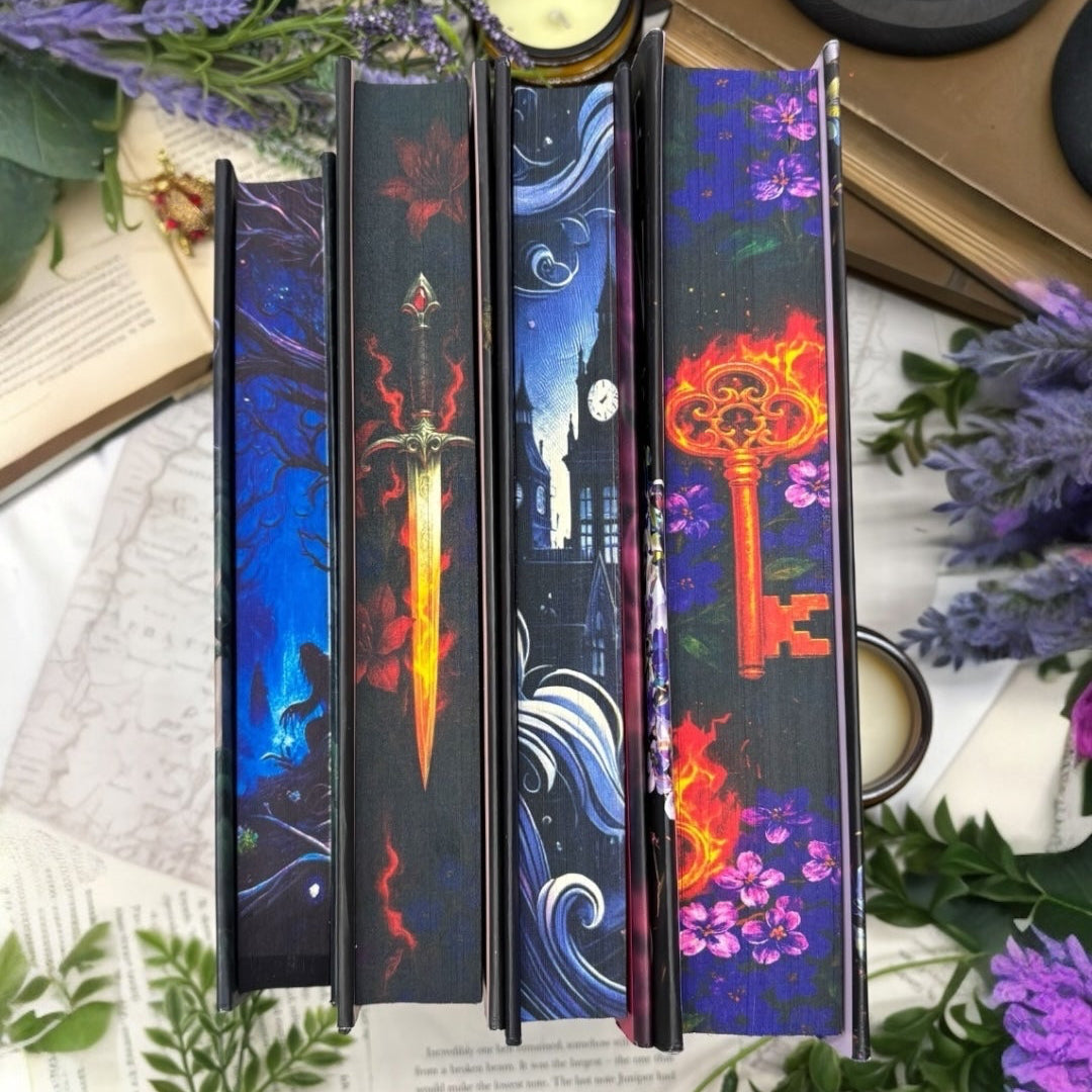 Close-up of custom sprayed book edge included in blind date with a book