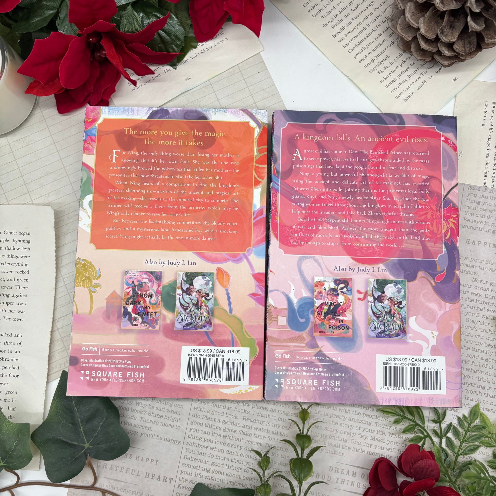 Book of Tea duology by Judy I. Lin special edition paperback set with custom edges back covers