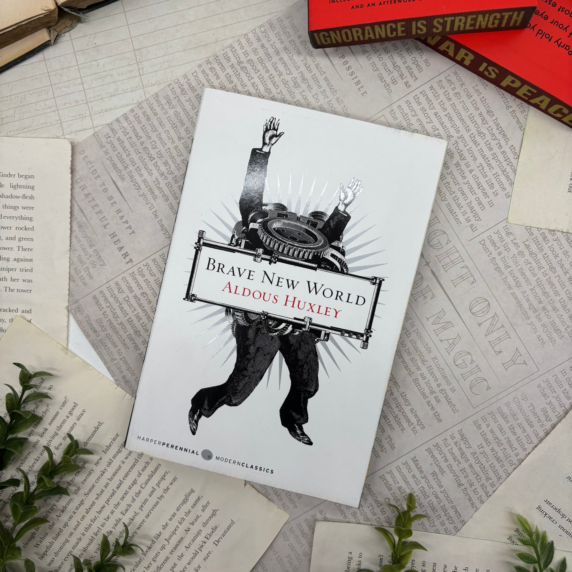 Brave New World by Aldous Huxley special edition paperback with custom designed edges front cover view