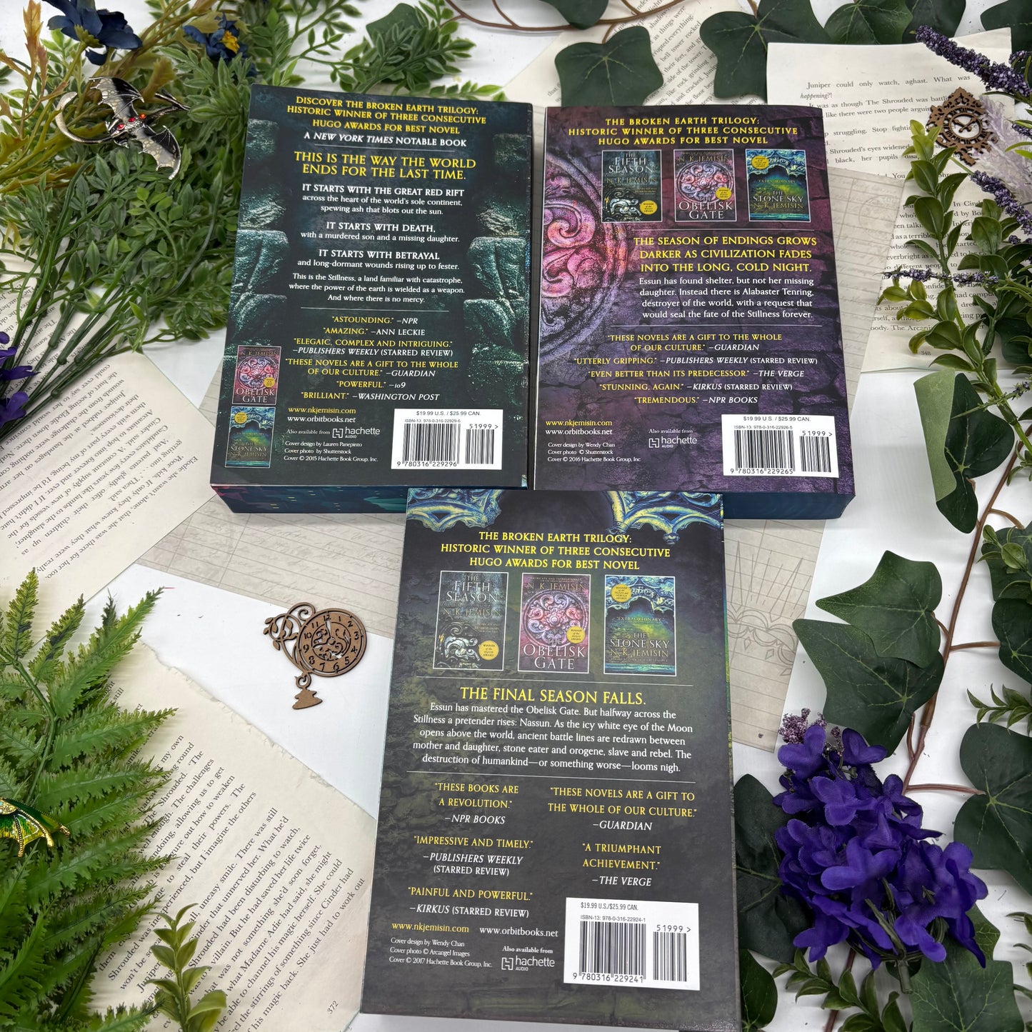 The Broken Earth Trilogy special edition paperback book set with custom designed edges