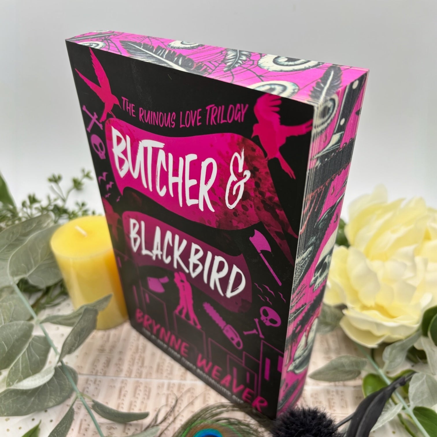Butcher and Blackbird by Brynne Weaver special edition paperback book with custom edges
