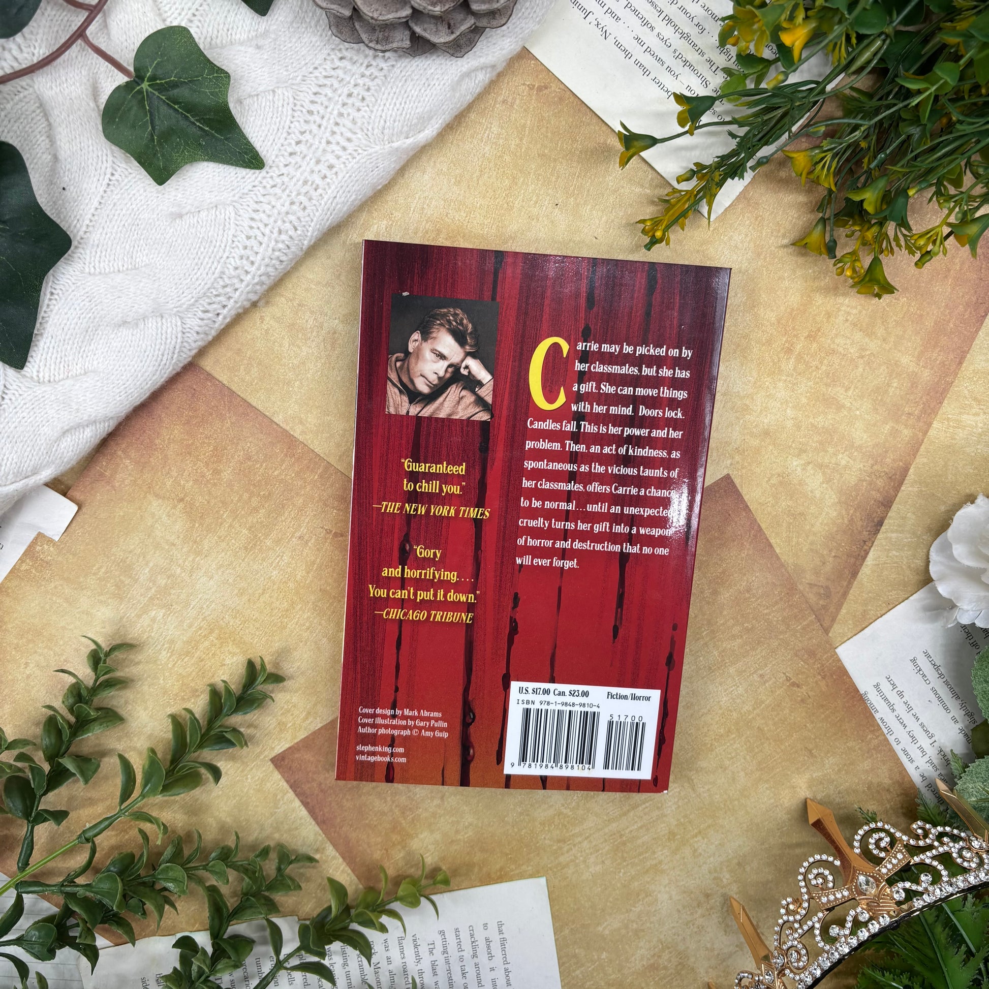 Carrie by Stephen King special edition paperback with custom designed edges back cover view