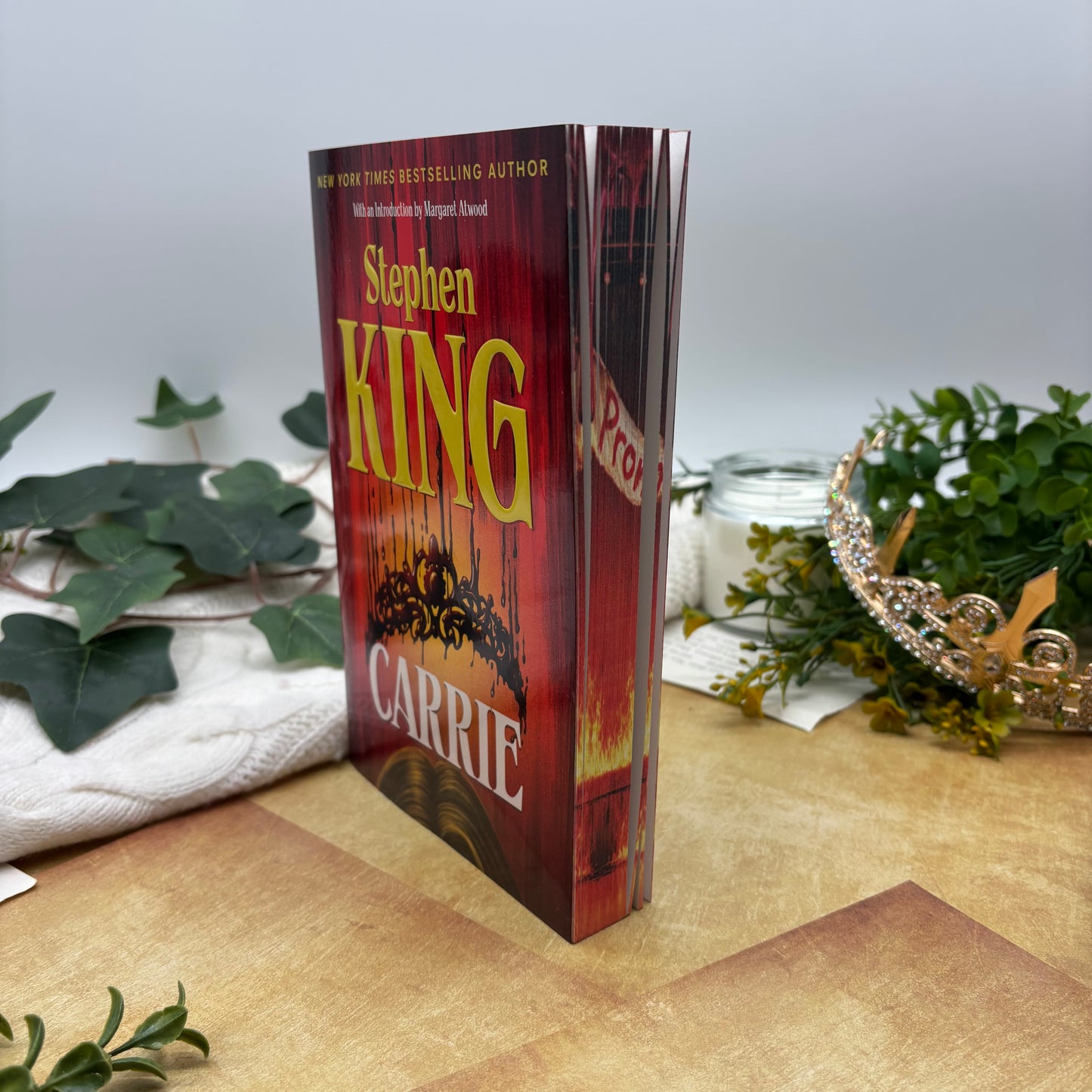 Carrie by Stephen King special edition paperback with custom designed edges side view