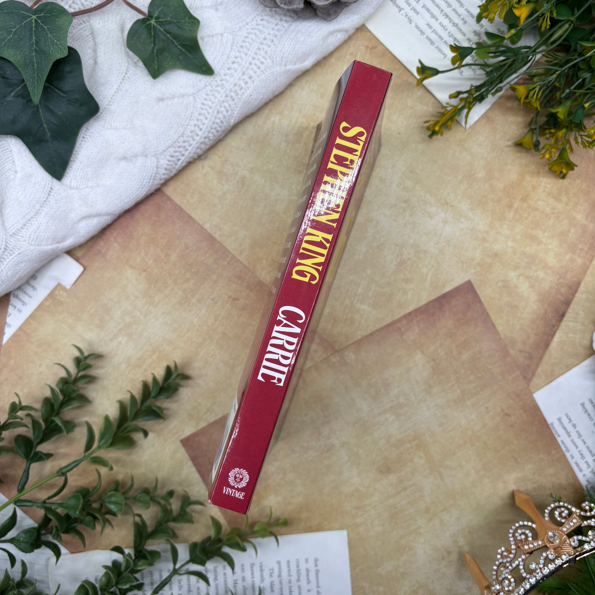 Carrie by Stephen King special edition paperback with custom designed edges spine view