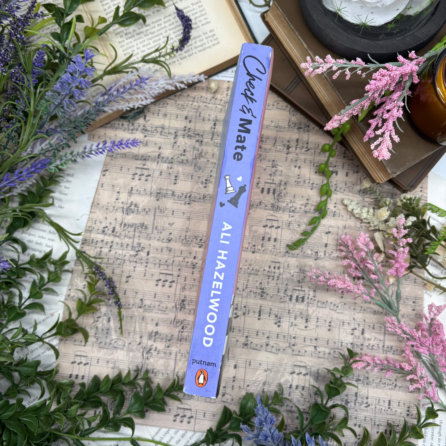 Checkmate special edition paperback box set with stenciled edges by Ali Hazelwood spine