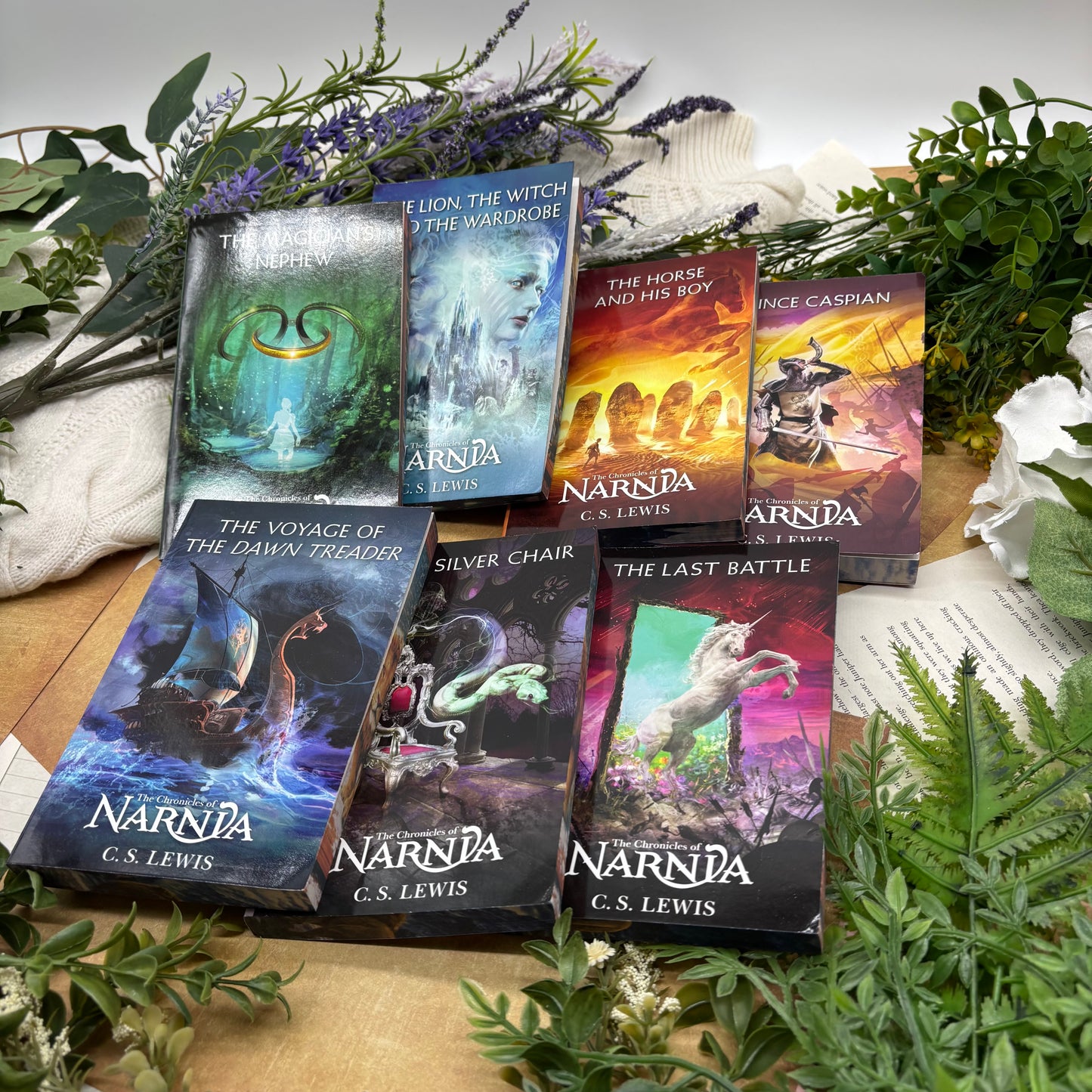 Chronicles of Narnia complete series by C. S. Lewis special edition paperback set with custom edges covers