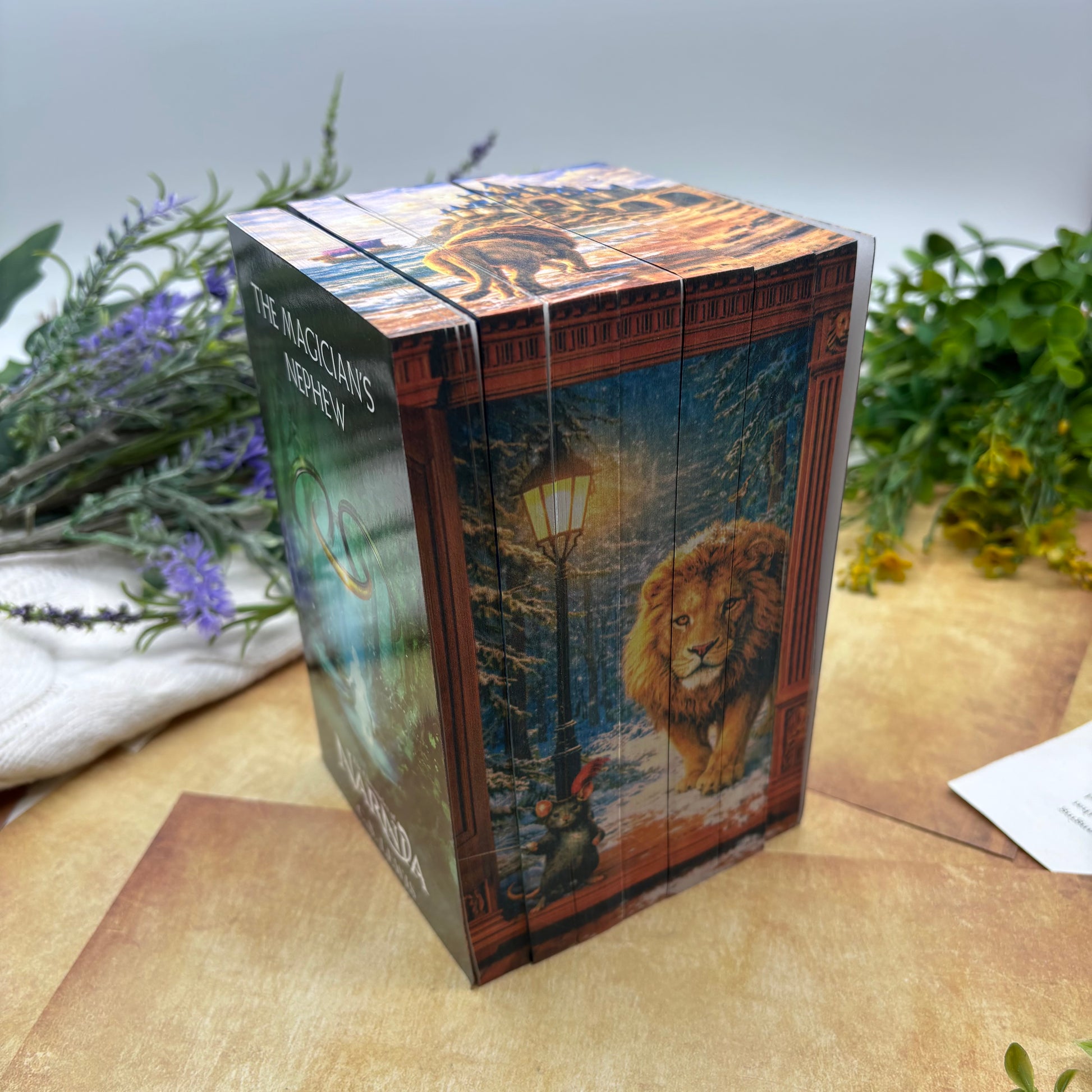 Chronicles of Narnia complete series by C. S. Lewis special edition paperback set with custom edges sideview 