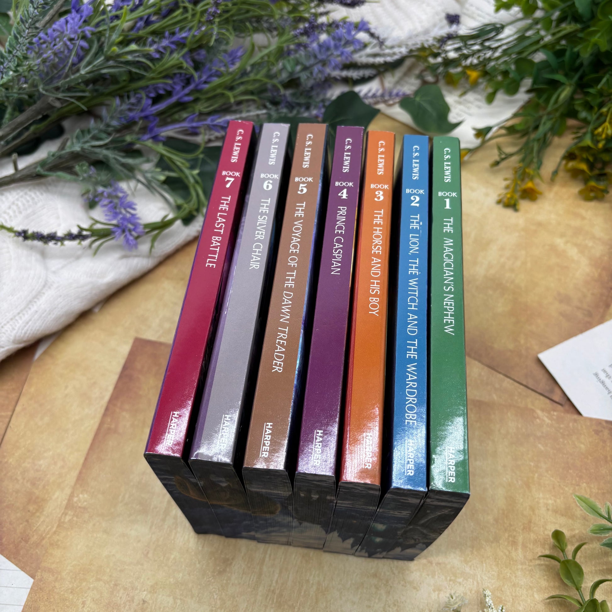 Chronicles of Narnia complete series by C. S. Lewis special edition paperback set with custom edges spines