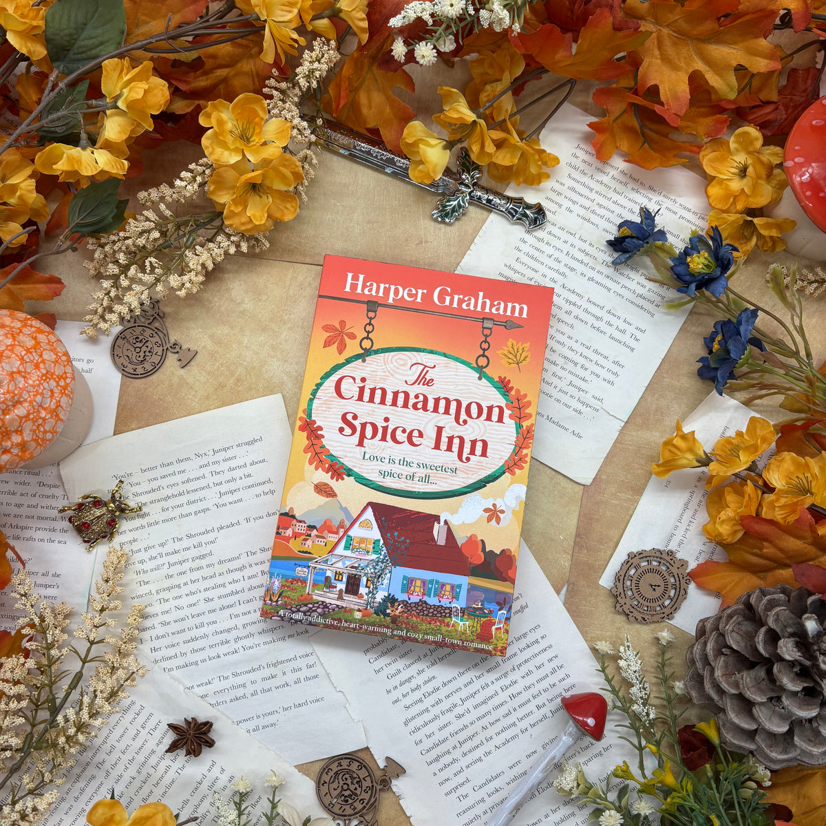 The Cinnamon Spice Inn by Harper Graham special edition paperback with custom designed edges front cover