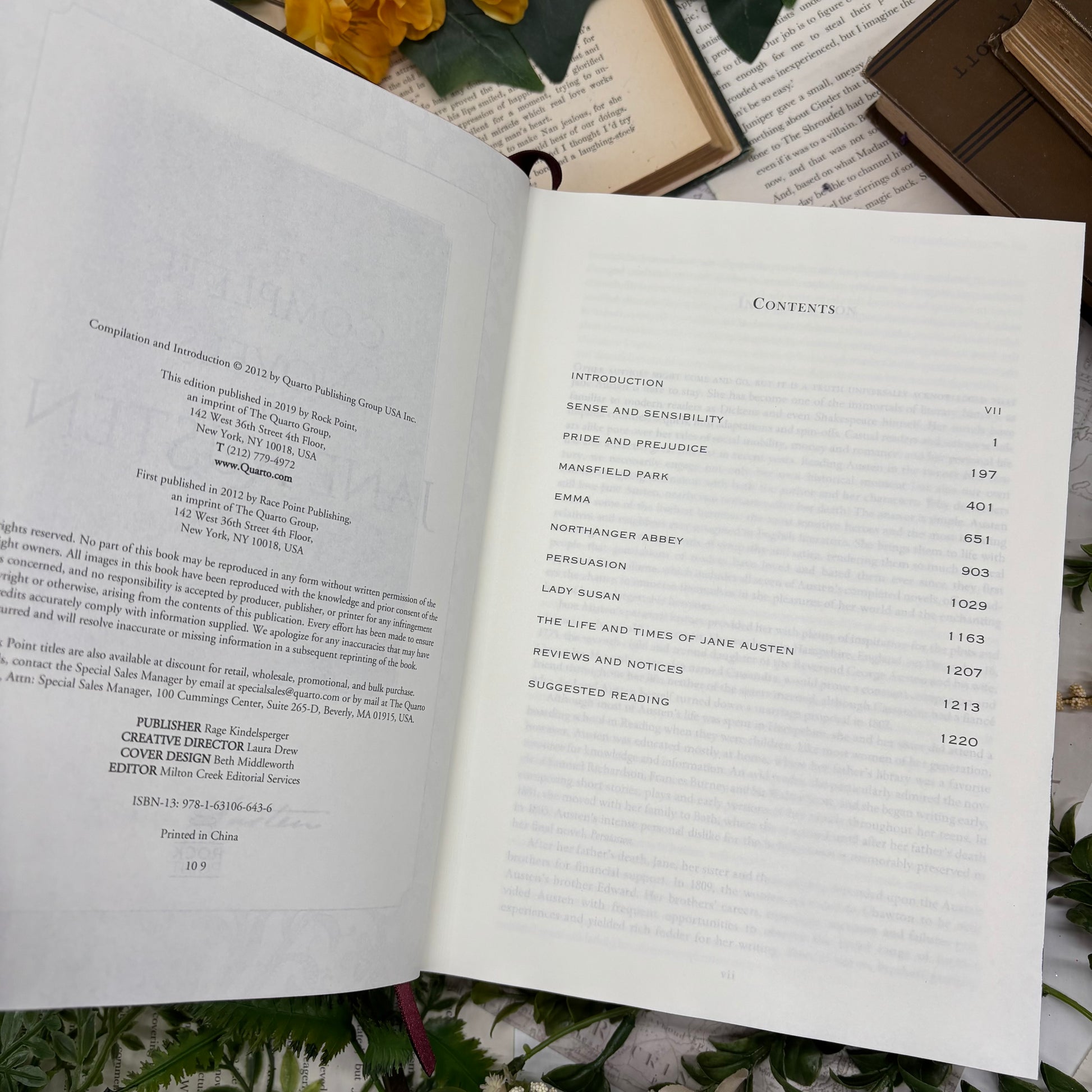 Complete Novels of Jane Austen special edition hardcover with custom designed edges contents view