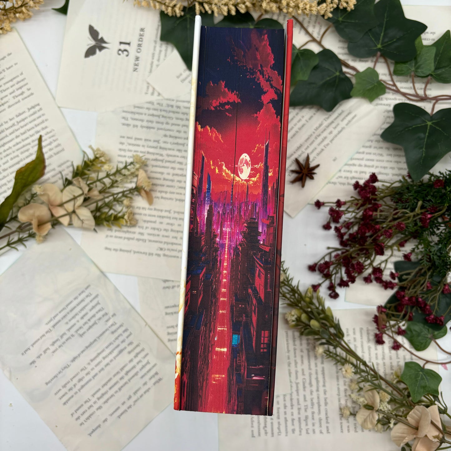 Crescent City hardcover books with custom edges and celestial art